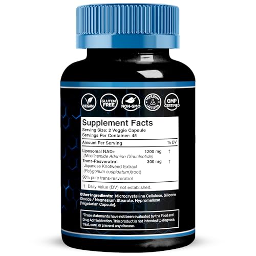 WELLNESS LABSRX Liposomal NAD Supplement, 1500mg - USA Made, NAD Resveratrol Supplement for Women and Men, NAD+ Support Cellular Health, Energy & Anti Aging - 90 Count