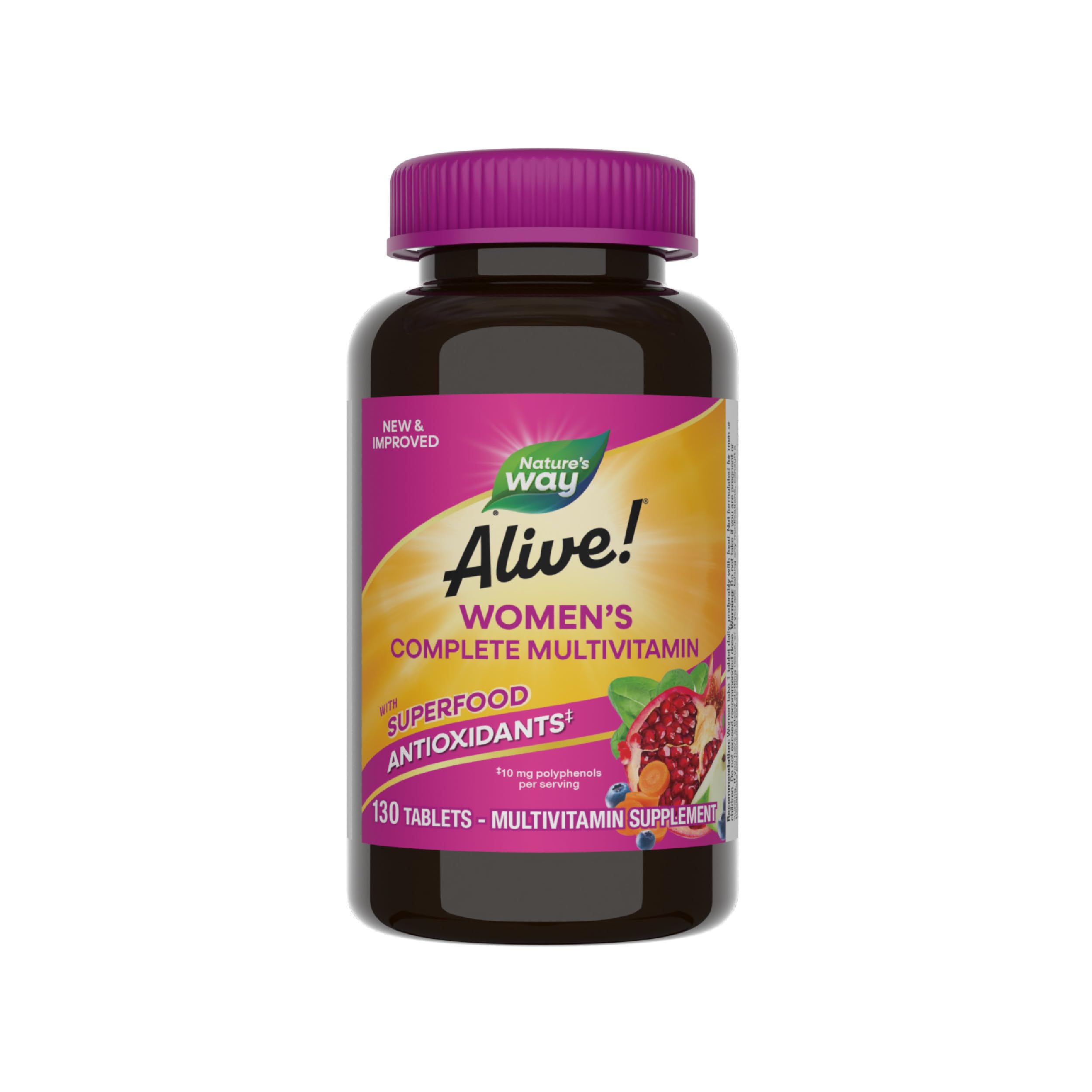 Nature's Way Alive! Daily Complete Multivitamin for Women, Supports Energy Metabolism, Hair, Skin & Nails*, B-Vitamins, Superfood Antioxidants, 130 Tablets (Packaging May Vary)