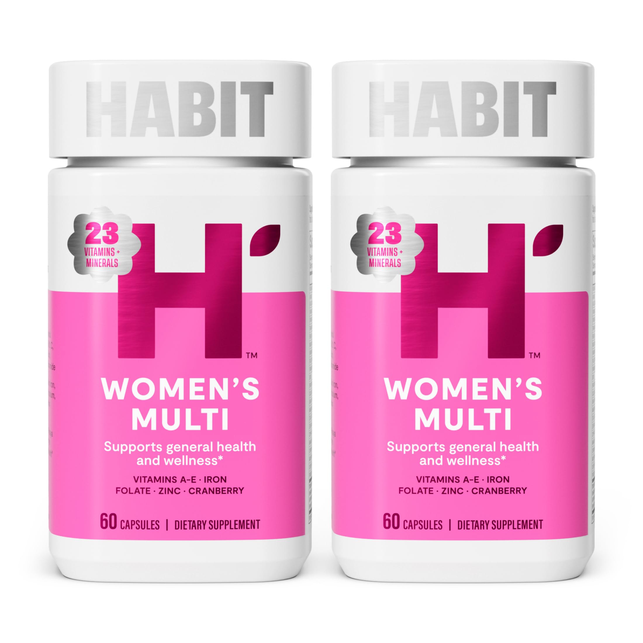 Habit Womens Multi Supplement 2 Pack (120 Capsules) - New Look, Supports General Health & Wellness, 23 Essential Vitamins and Minerals, Fruit extracts, Folate, Iron, B12, Biotin, Non-GMO