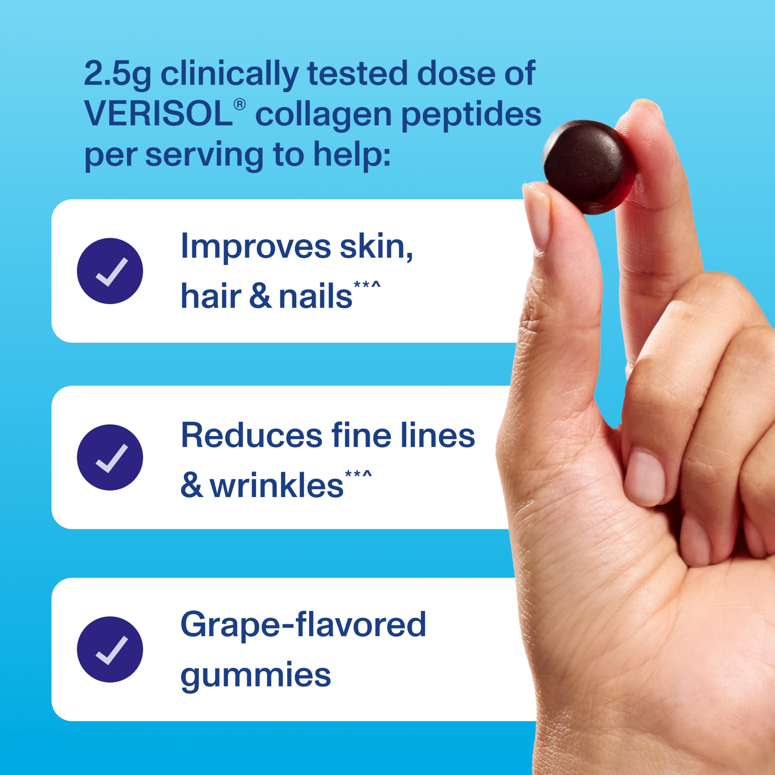 Vital Proteins Collagen Gummies, 2.5g of Clinically-Tested Collagen for Hair, Skin, Nails & Wrinkles, 120 ct Bottle, Pack of 2, Grape Flavor