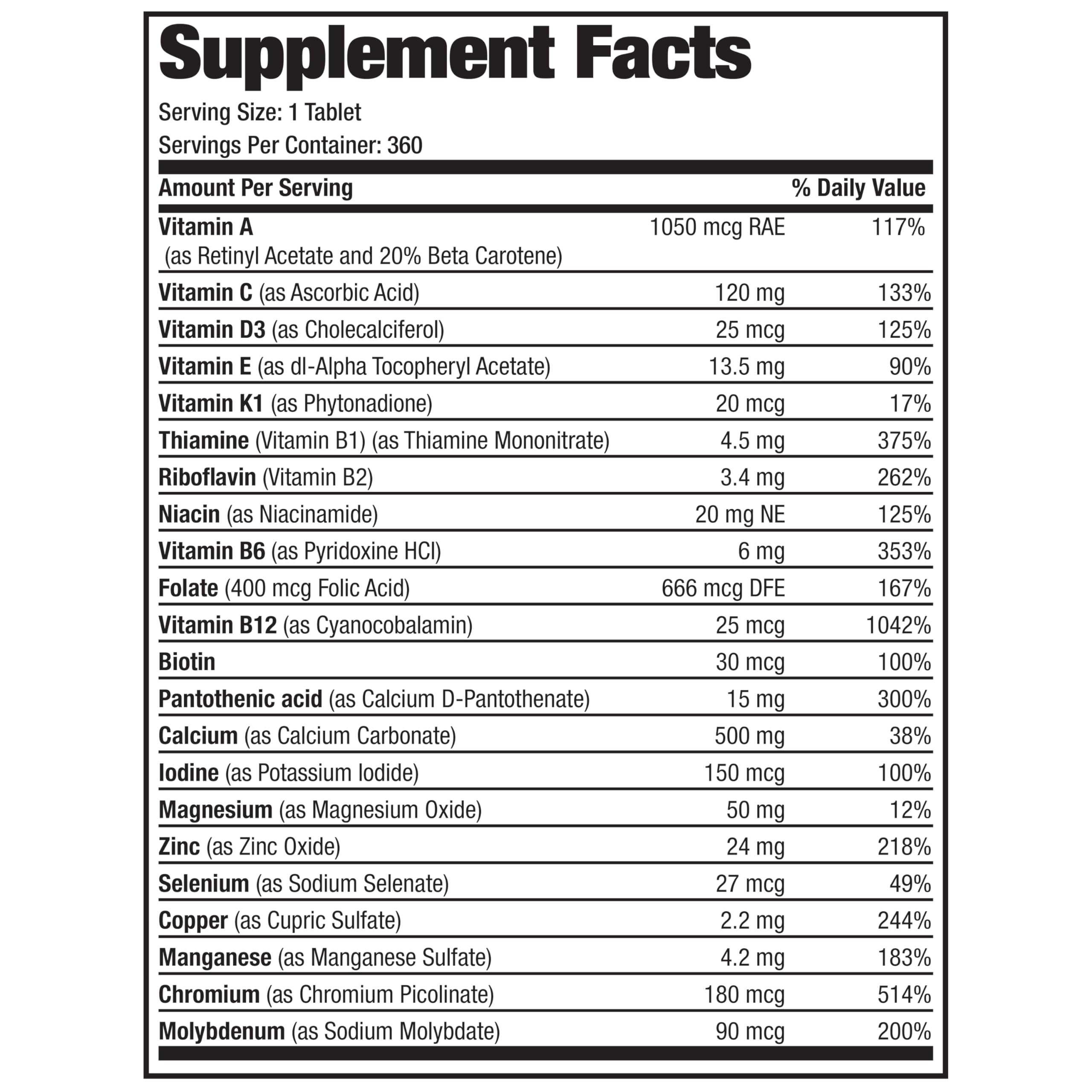 Bronson ONE Daily Women’s 50+ Complete Multivitamin Multimineral, 360 Tablets
