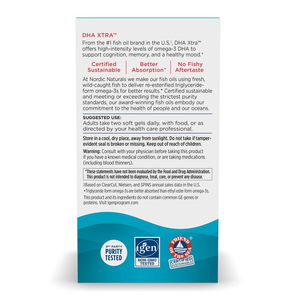 Nordic Naturals DHA Xtra, Strawberry - 90 Soft Gels - 1660 mg Omega-3 - High-Intensity DHA Formula for Brain & Nervous System Support - Non-GMO - 45 Servings