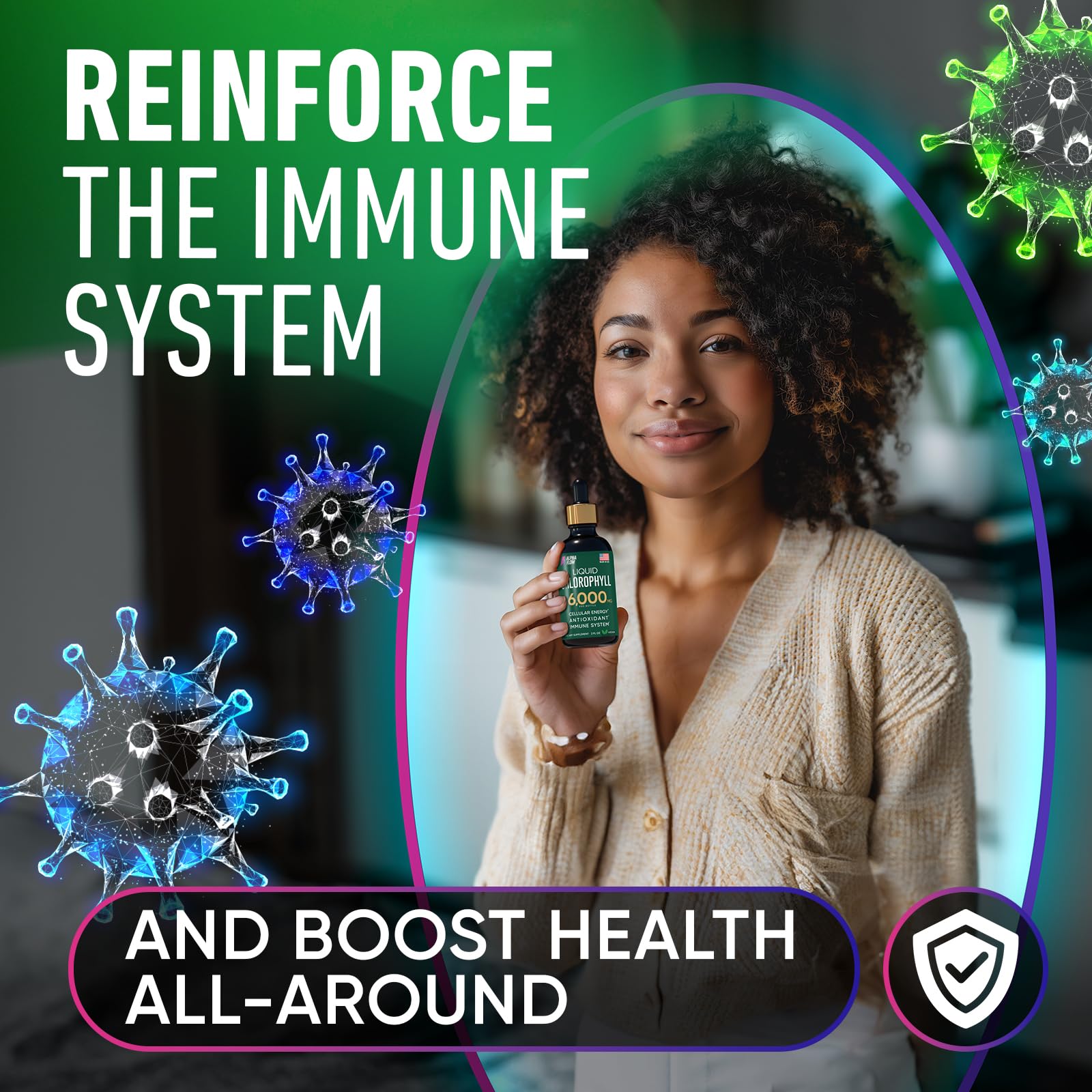 Alpha Flow Chlorophyll Liquid Drops 6000 mg - Premium Liquid Chlorophyll Supplement - All-in-One Antioxidant for Immune Boost, Energy Increase, Digestion Support & Fast Detox - Non-GMO, Vegan