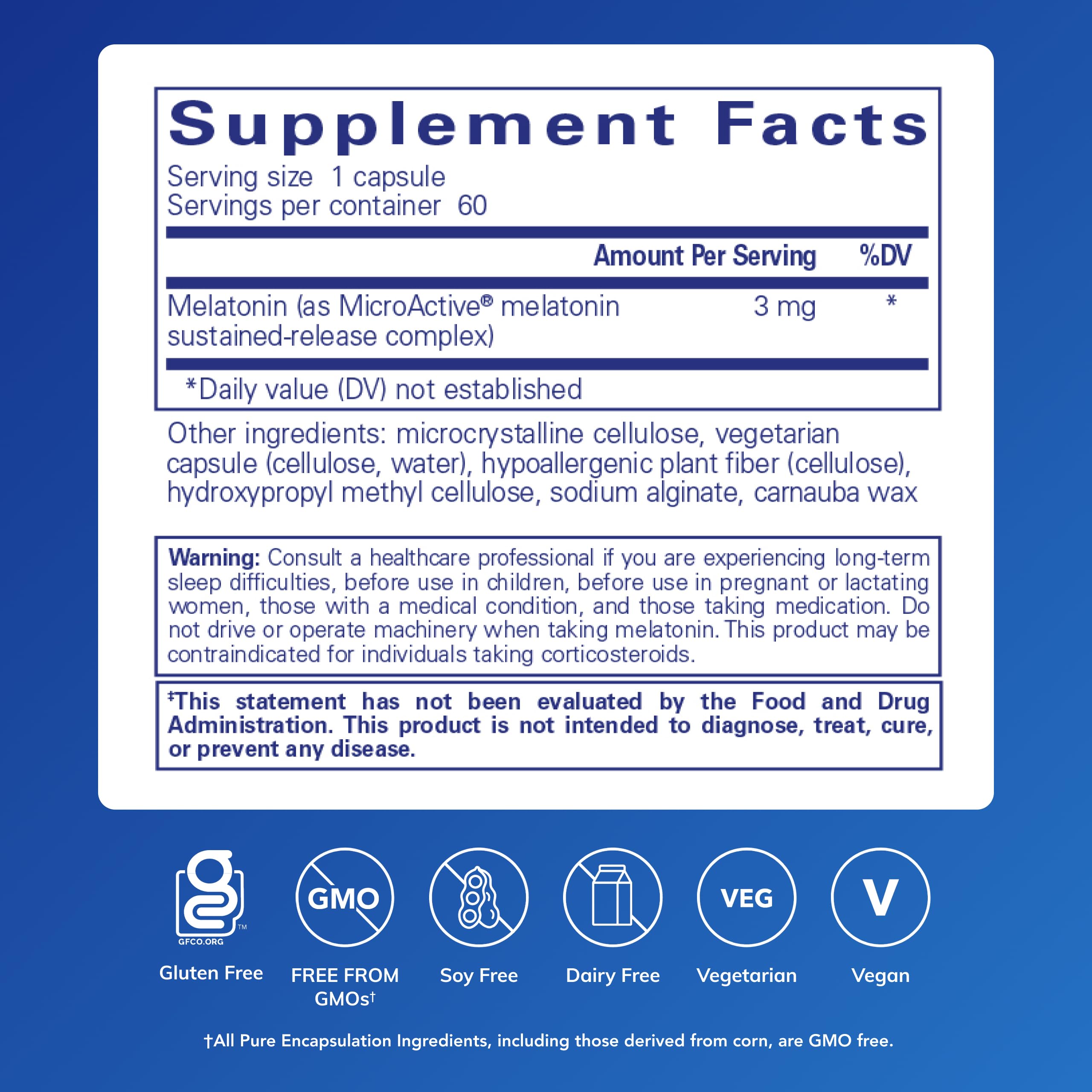 Pure Encapsulations Melatonin-SR - Extended Release Melatonin - Supports Restful Sleep* - Sleep Supplement - Gluten Free & Vegan - 60 Capsules
