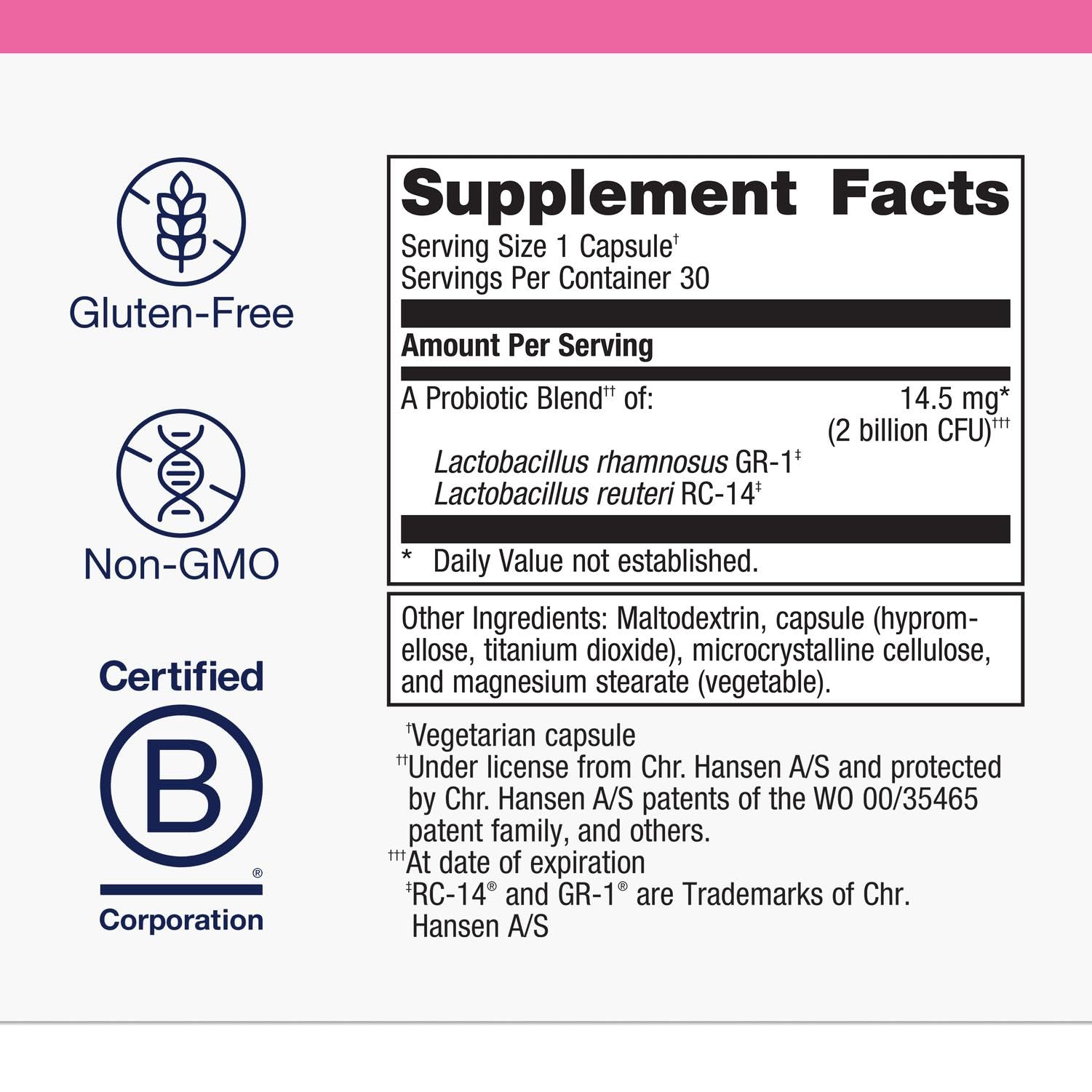 Metagenics UltraFlora Women’s Probiotic – Shelf-Stable Supplement for Vaginal Health, Yeast Balance & Urinary Comfort – with Lactobacillus GR-1 & RC-14 – Non-GMO – 30 Capsules*