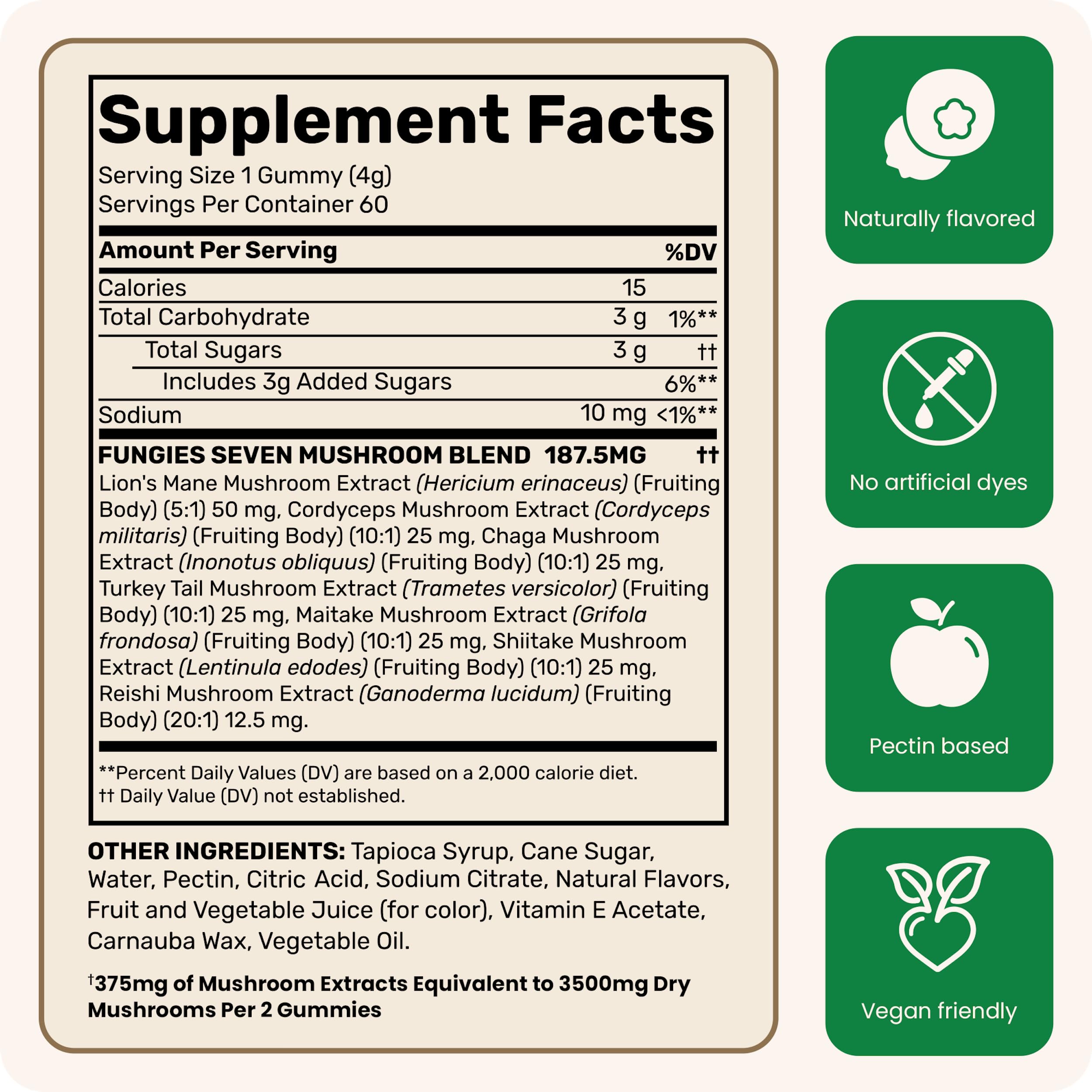 Fungies Multi Mushroom Gummies for Men & Women - Mushroom Supplement Includes Lion’s Mane, Cordyceps, Reishi, Chaga, Shiitake, Maitake & Turkey Tail - Gelatin-Free, Gluten-Free & Vegan Gummy Vitamins