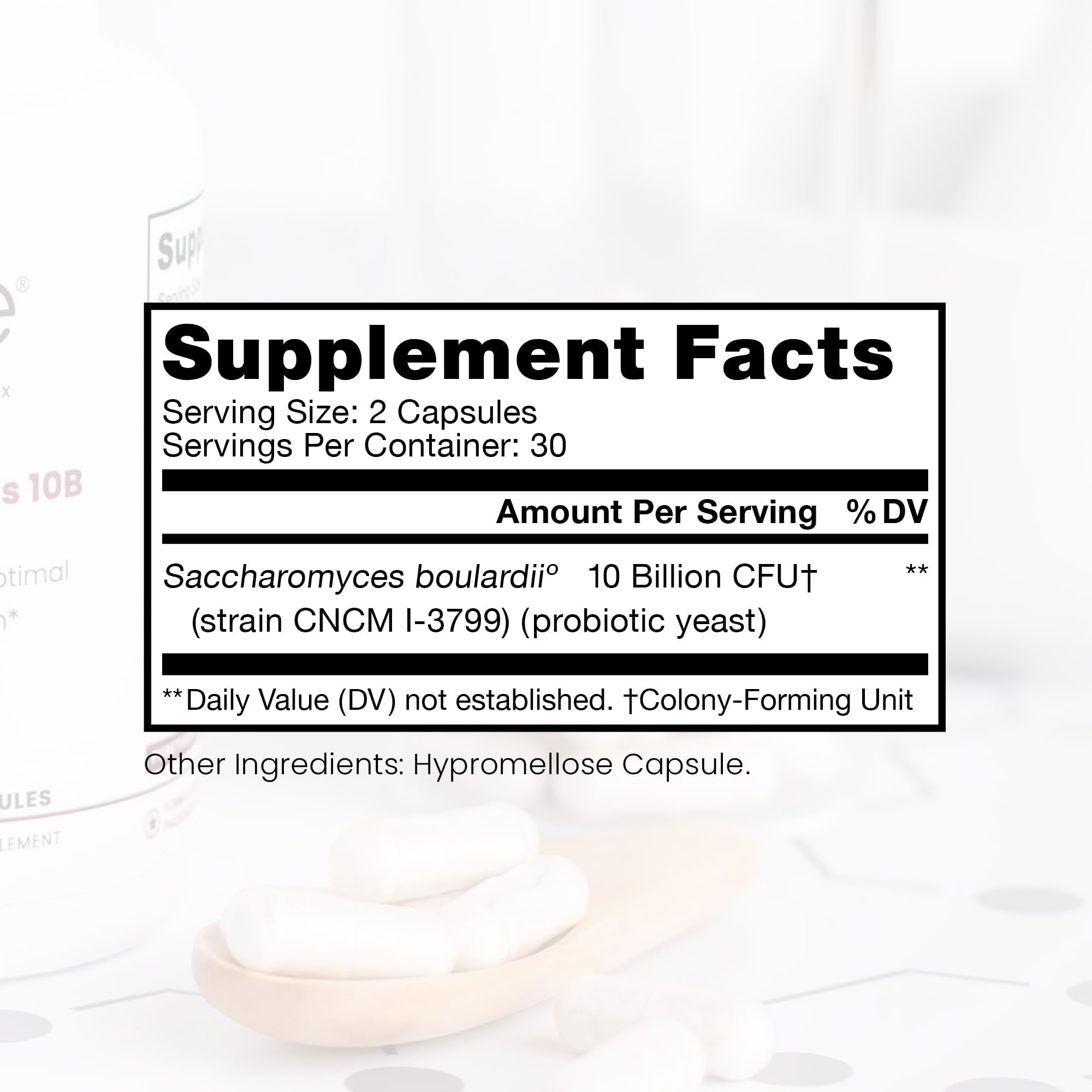 Saccharomyces Boulardii Probiotics 10 Billion CFU - Made in USA | No Fillers, Patented Strain: Lynside CNCM I-3799 Probiotics for Men and Women | Pure TheraPro Rx - 60 Capsules