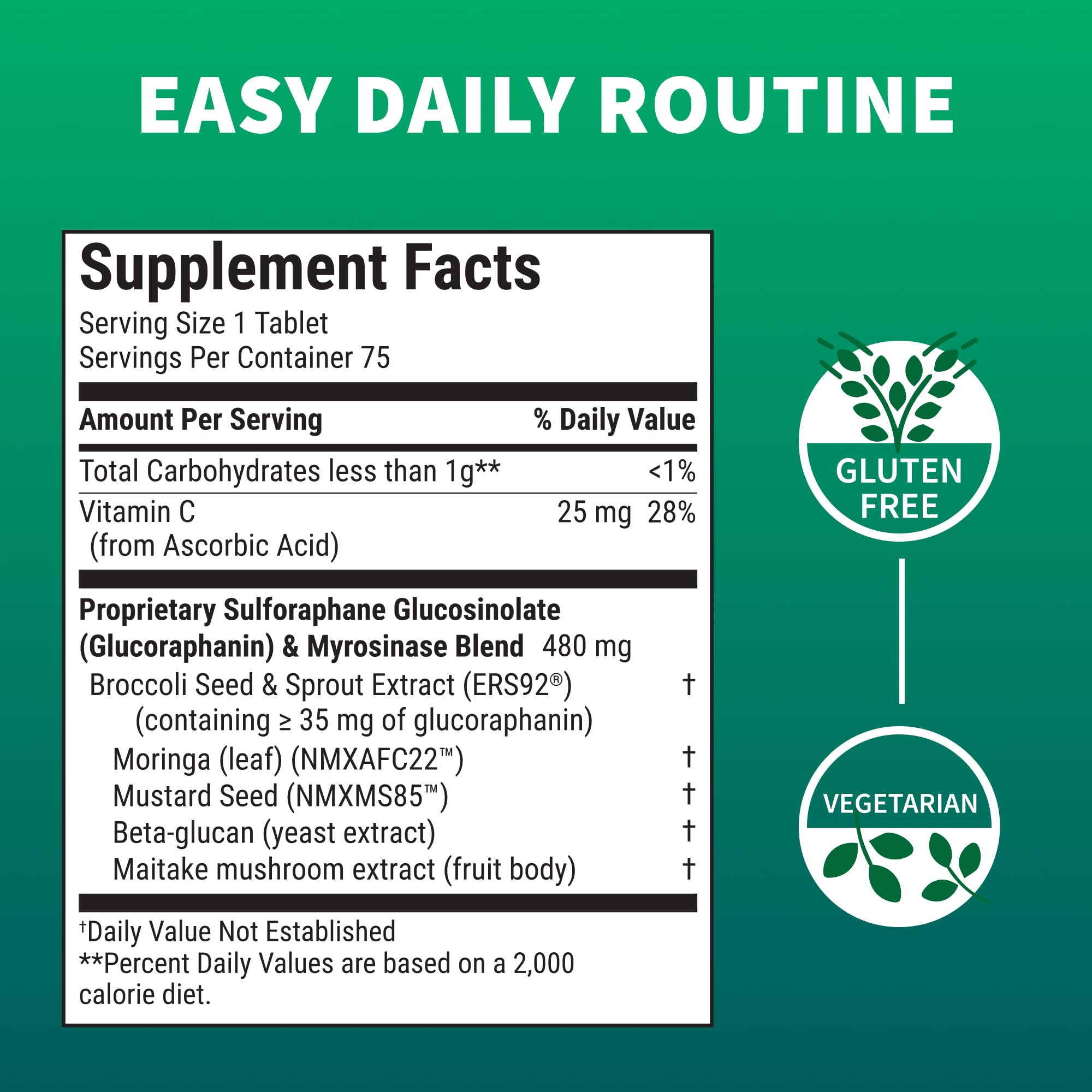 Nutramax Laboratories Avmacol Extra Strength #1 Researched Sulforaphane-Producing Brand for Detoxification with Glucoraphanin and Active Myrosinase, Immune Health, Adults & Children, 75 Tablets