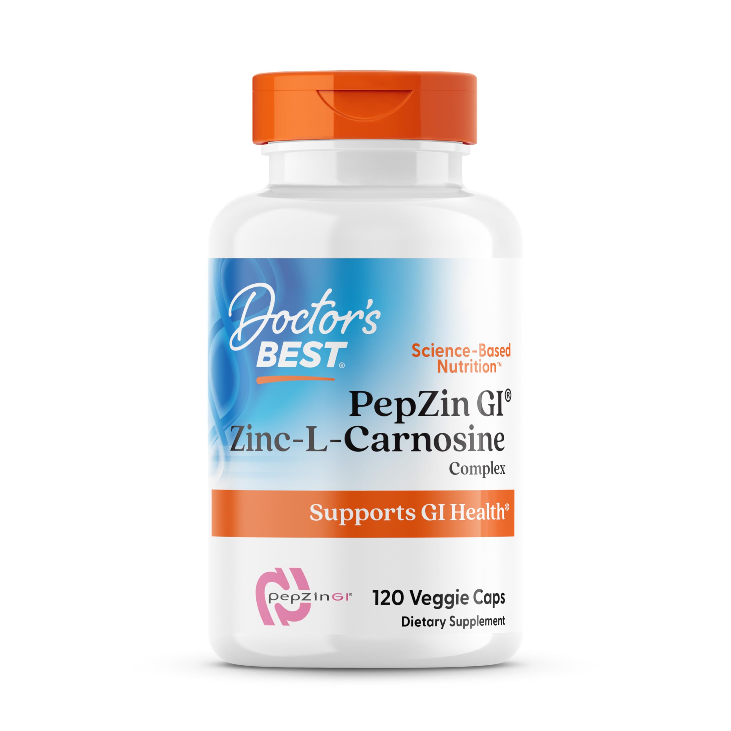 Doctor's Best PepZin GI, Zinc-L-Carnosine Complex for Men & Women - Zinc Carnosine Supplement Caps for Gut Health, Digestive Support, & Stomach Comfort, Vegan, Gluten Free - 120 Veg Capsules