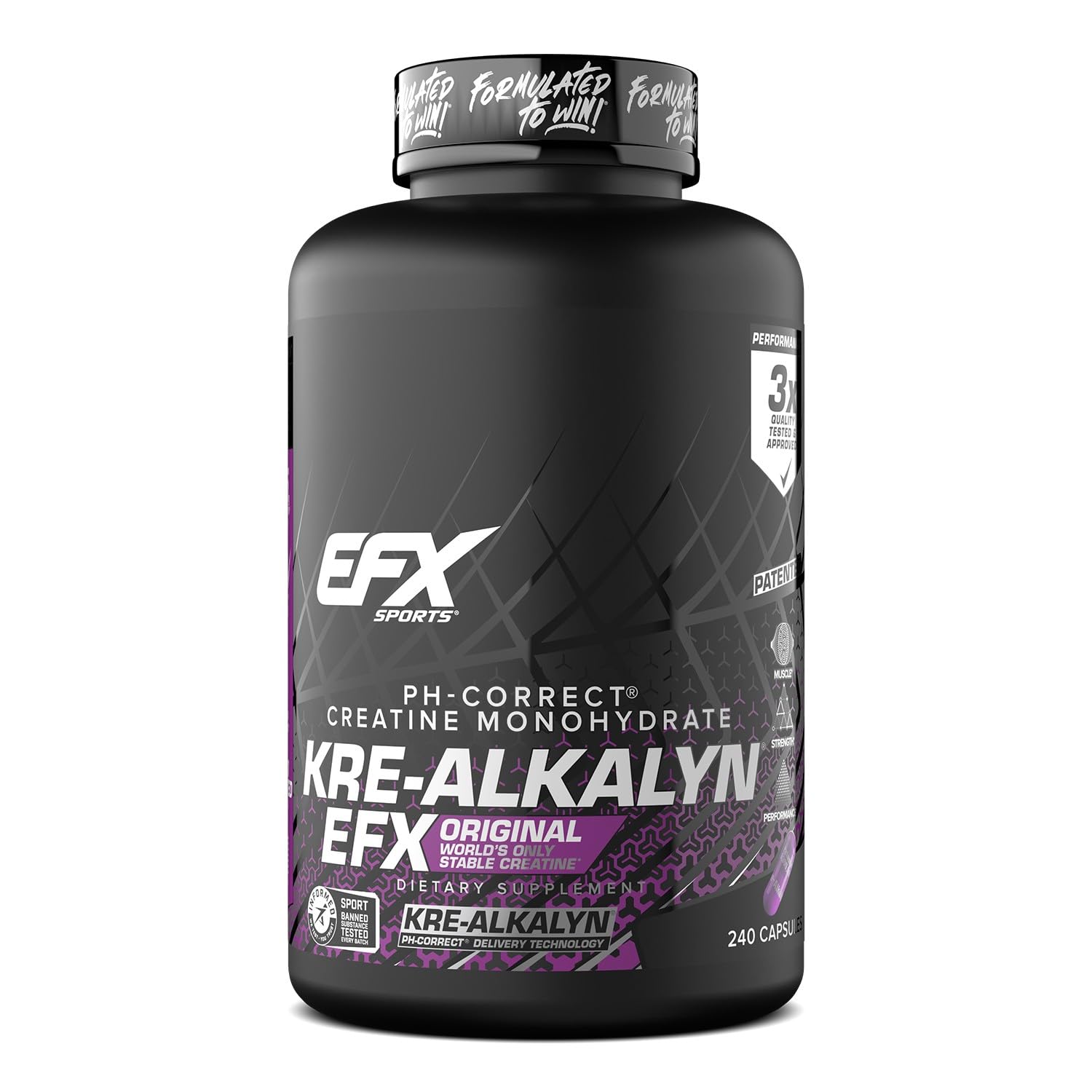 EFX Sports Kre-Alkalyn EFX | pH Correct Creatine Monohydrate Pill Supplement | Strength, Muscle Growth & Performance | 120 Servings, 240 Capsules