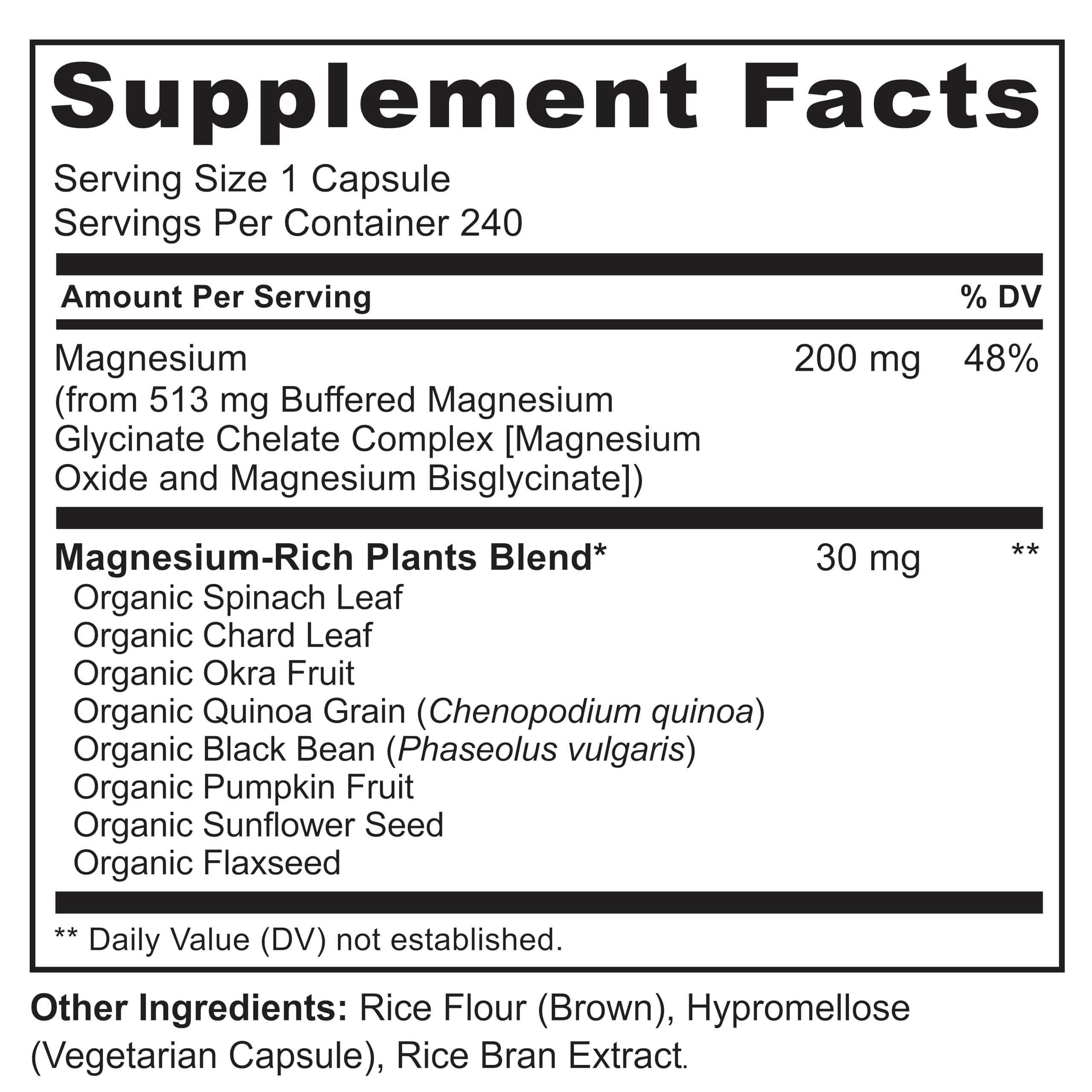 NATURELO Magnesium Glycinate Chelate Complex - 200 mg Magnesium with Organic Vegetables to Support Sleep, Calm, Muscle Cramp & Stress Relief - Gluten Free, Non GMO - 240 Capsules