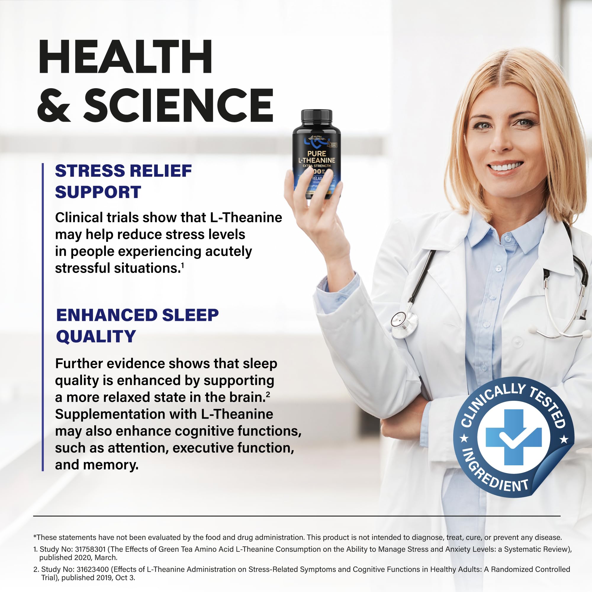 L Theanine 400 mg | L-Theanine Stress Relief | Extra Strength Supplement | Made in USA | Relaxation, Sleep & Calm Support | For Men & Women | Plant Based, Non-GMO & Gluten-Free | 120 Vegan Capsules