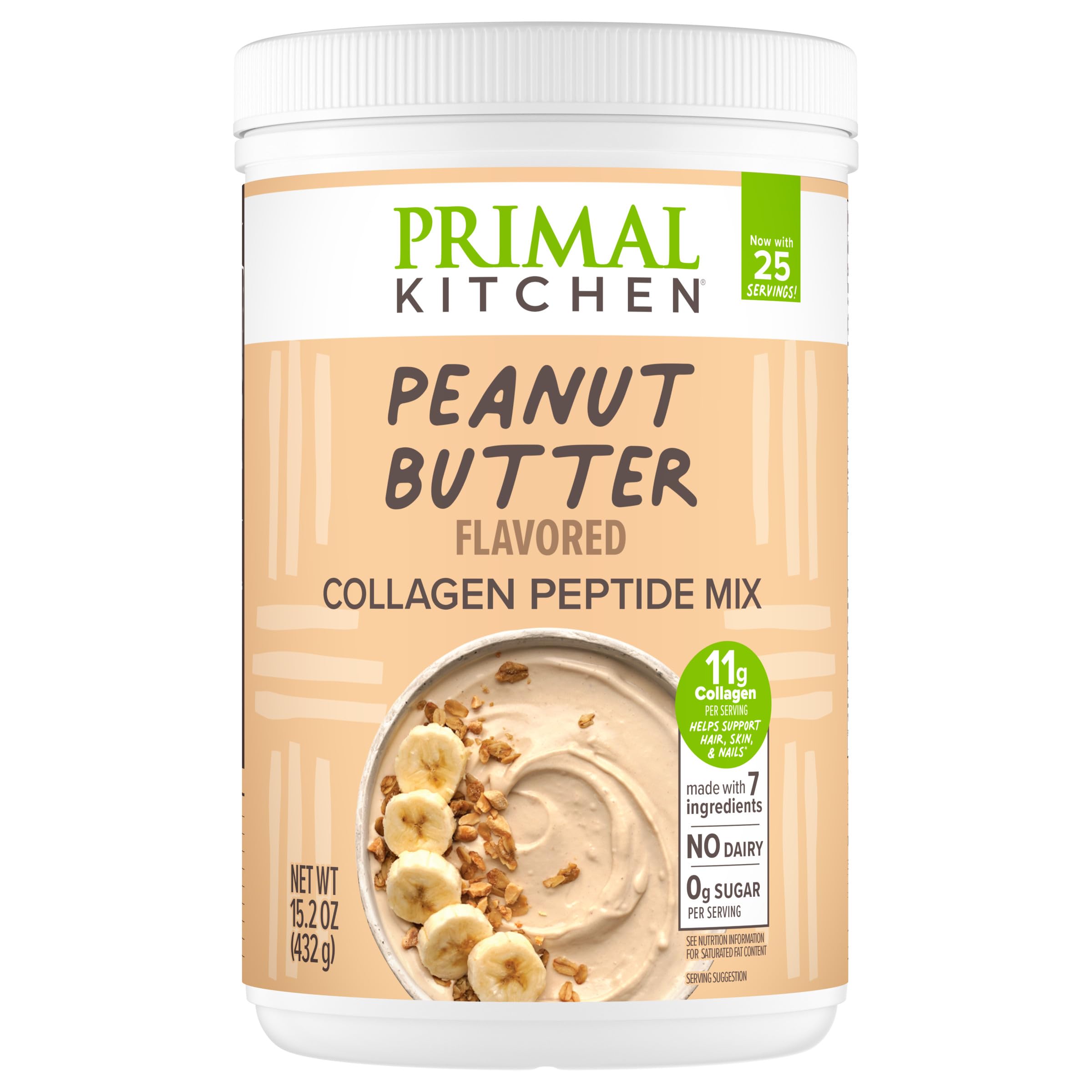 Primal Kitchen Peanut Butter Flavor Collagen Fuel® Drink Mix, Collagen Peptides, No Dairy, 14.3 Ounces