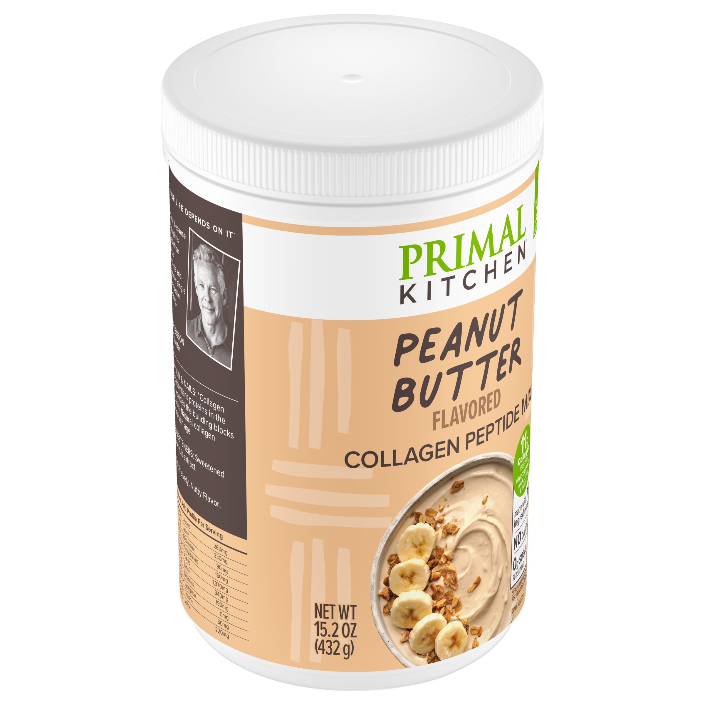 Primal Kitchen Peanut Butter Flavor Collagen Fuel® Drink Mix, Collagen Peptides, No Dairy, 14.3 Ounces