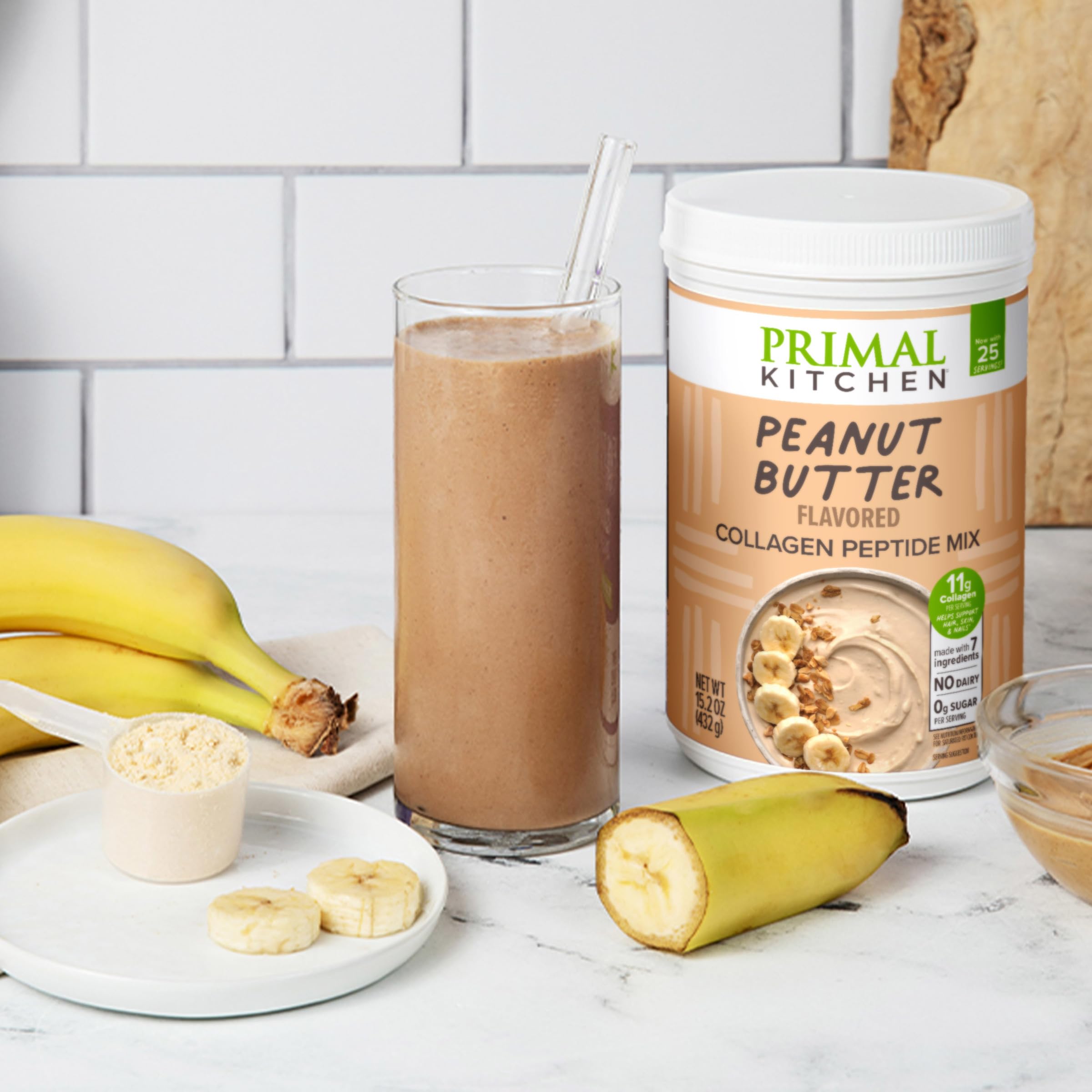 Primal Kitchen Peanut Butter Flavor Collagen Fuel® Drink Mix, Collagen Peptides, No Dairy, 14.3 Ounces