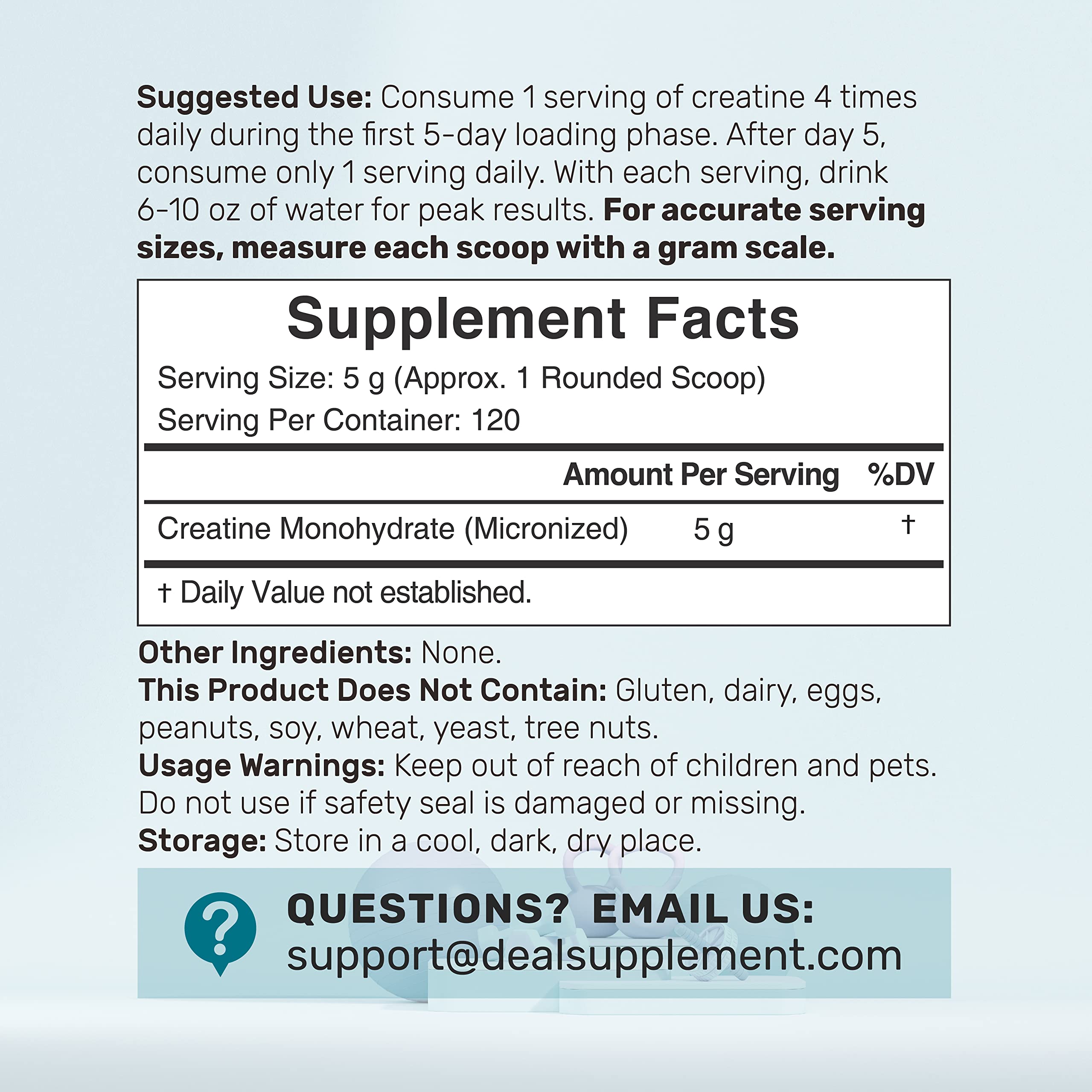 Instant Creatine Monohydrate Powder, 5g Per Serving – 120 Servings | Micronized, Unflavored, Fast Absorbing Formula | Supports Strength, Power & High-Intensity Training | Vegan, Keto, Non-GMO