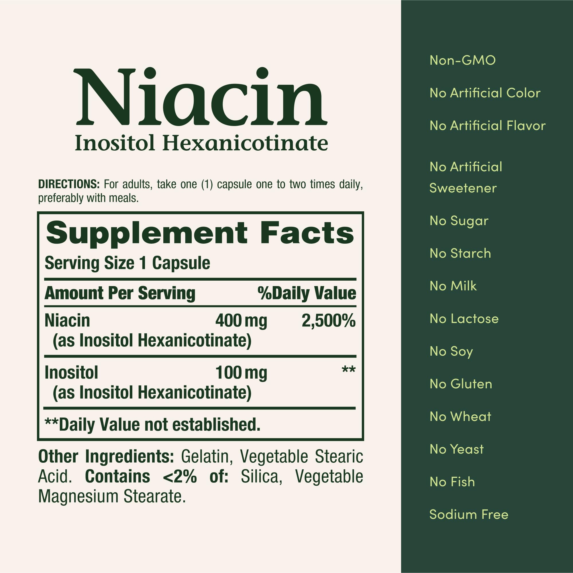Nature's Bounty Niacin 500mg Flush Free, Cellular Energy Support, Supports Nervous System Health, 120 Capsules