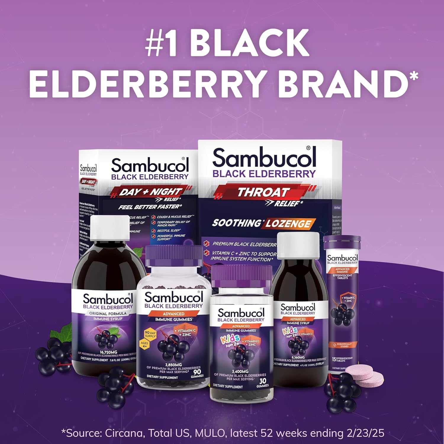 Sambucol Elderberry Gummies - Immune Support Supplement for Adults & Kids with Vitamin C & Zinc, Sambucol Elderberry are High in Antioxidants, Gluten Free, Vegan - 90 Count