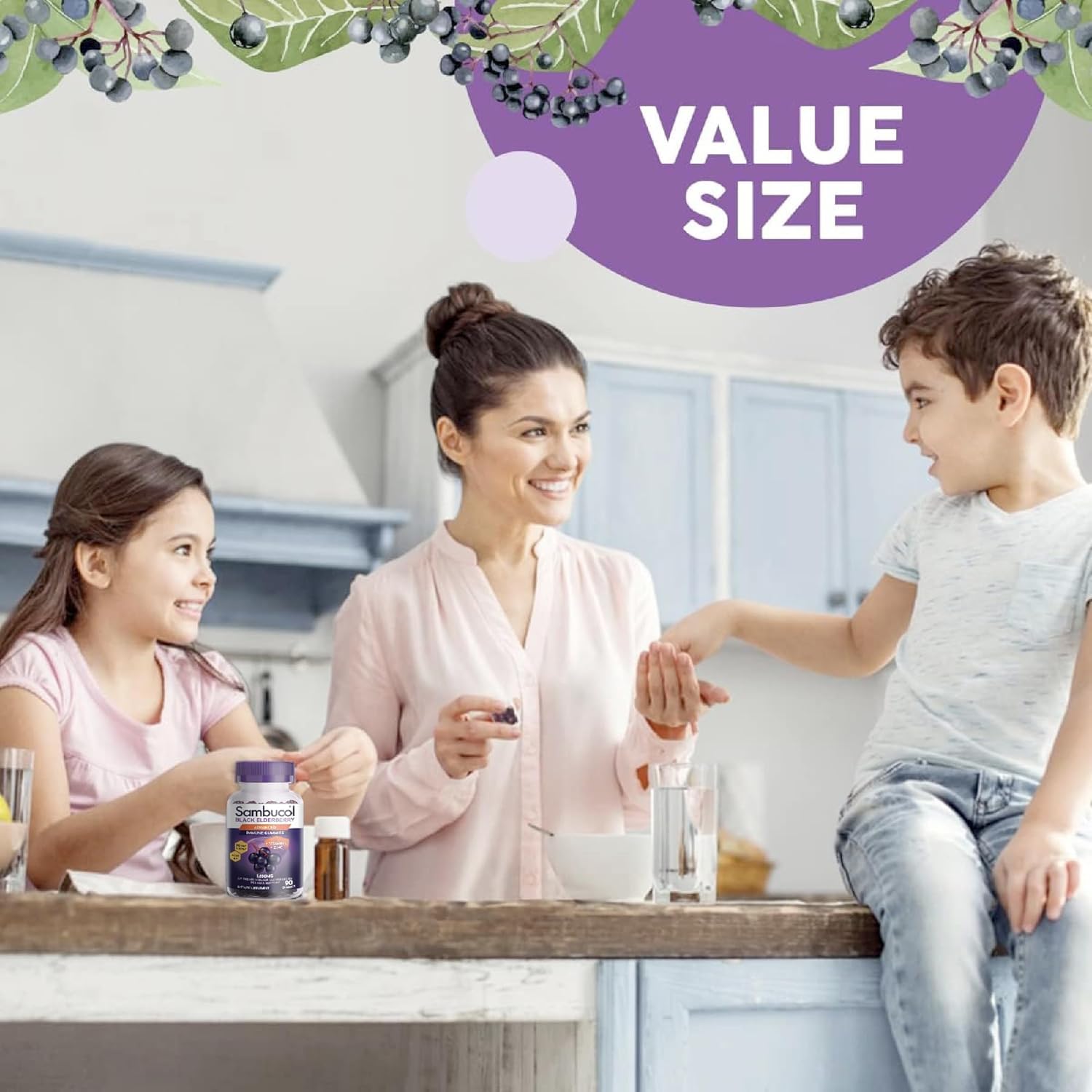 Sambucol Elderberry Gummies - Immune Support Supplement for Adults & Kids with Vitamin C & Zinc, Sambucol Elderberry are High in Antioxidants, Gluten Free, Vegan - 90 Count