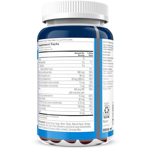 One A Day Men’s Daily Essentials Multivitamin Gummies, Multivitamin for Men, Bone Health, Zinc, Raspberry Natural Flavor, 120 Gummies