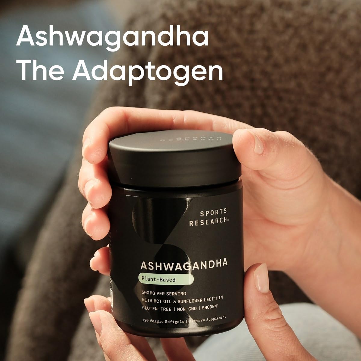Sports Research® Ashwagandha Softgels with Coconut MCT Oil - Natural Ayurvedic Adaptogen Made with Shoden® Ashwa for Relaxation, Calm & Sleep Support - Gluten Free & Vegan Friendly - 120 Count