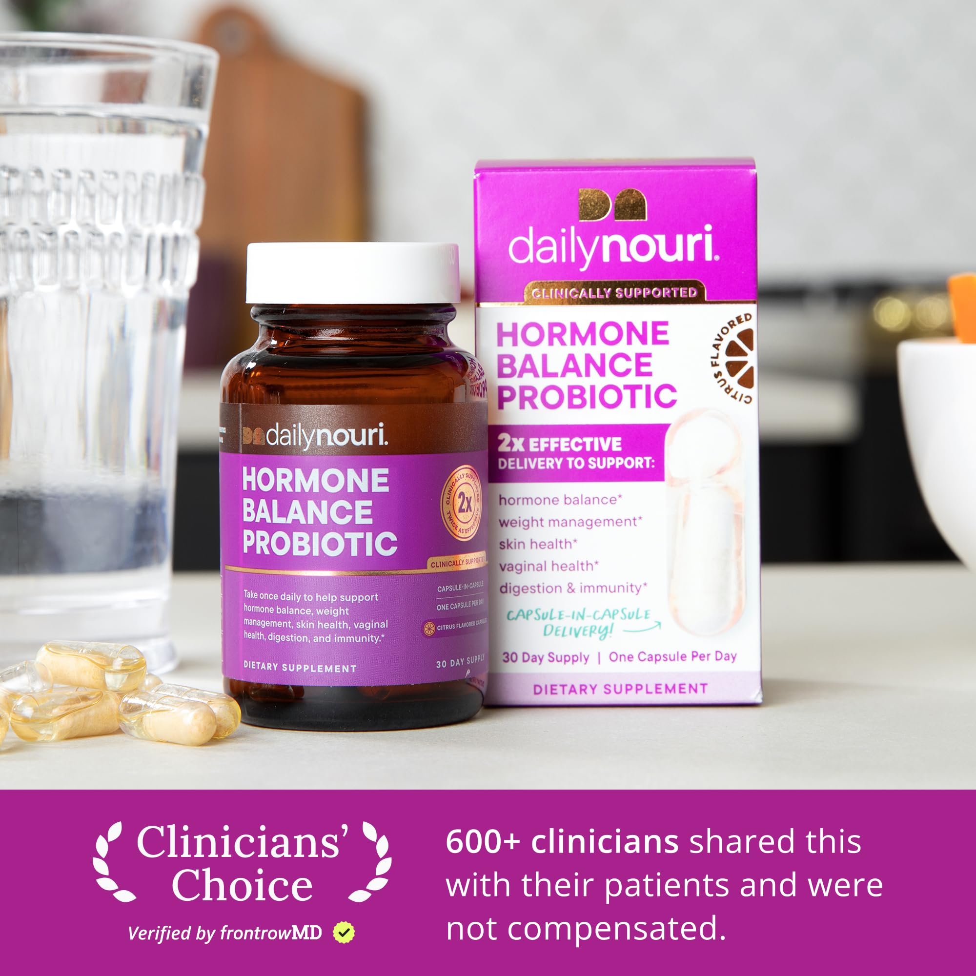 Daily Nouri Hormone Balance Probiotics for Women | Hormonal Balance Support | Vaginal pH + Gut Health | 7 Clinically Studied Strains + Omega | 30-Day Supply