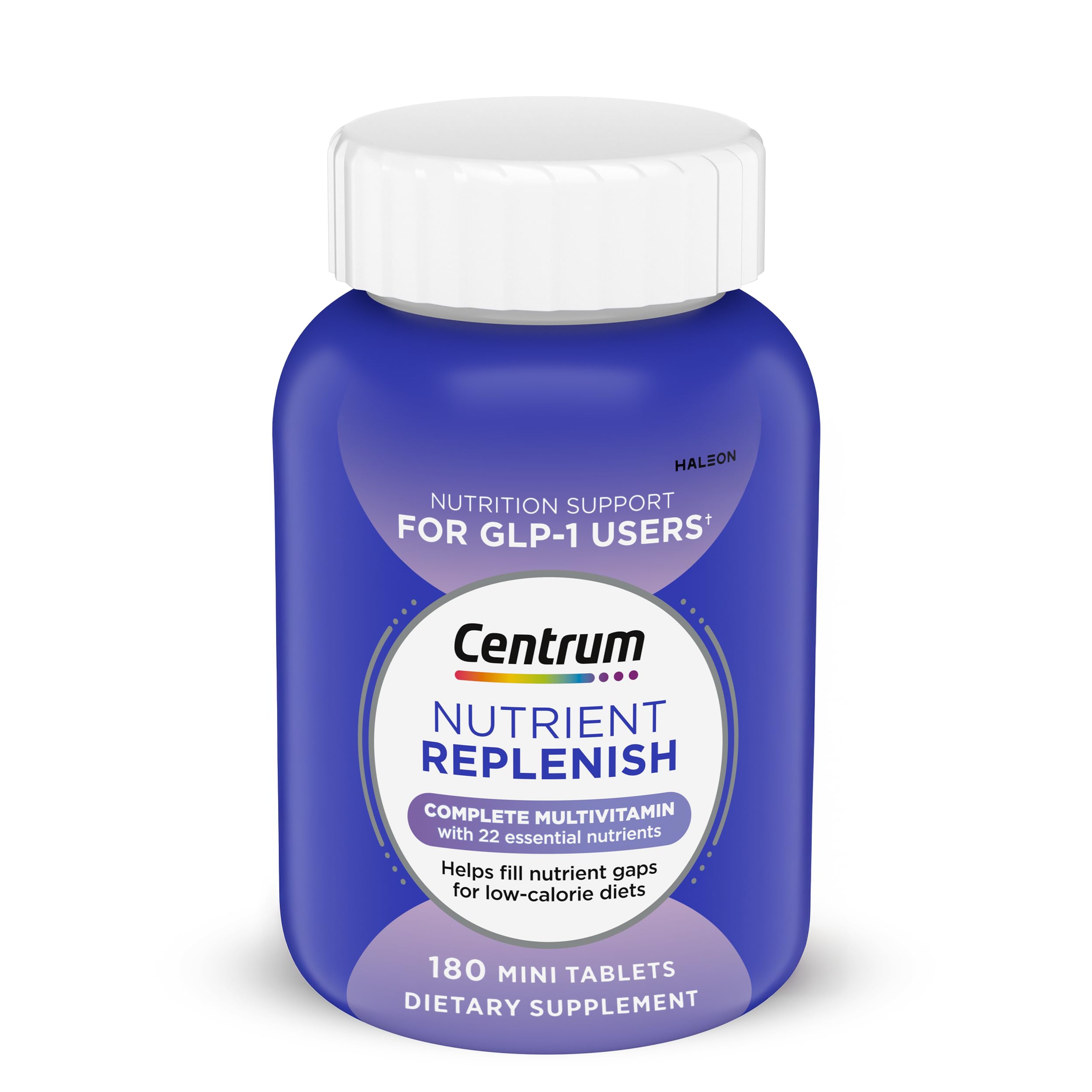Centrum Nutrient Replenish GLP-1 Nutrition Support Multivitamin for Whole Body Health and Appearance - 180 Tablets, 6 Month Supply