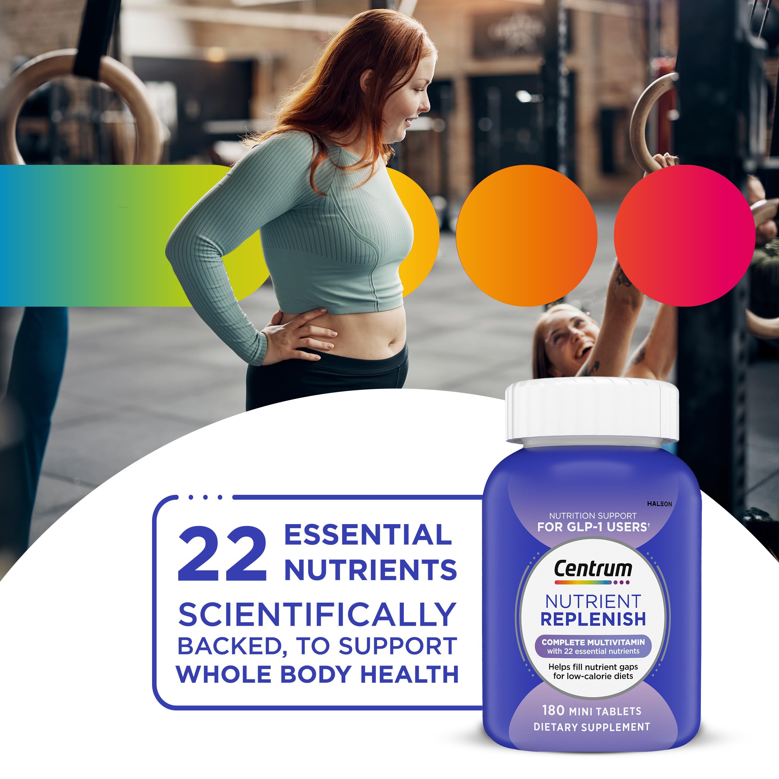 Centrum Nutrient Replenish GLP-1 Nutrition Support Multivitamin for Whole Body Health and Appearance - 180 Tablets, 6 Month Supply