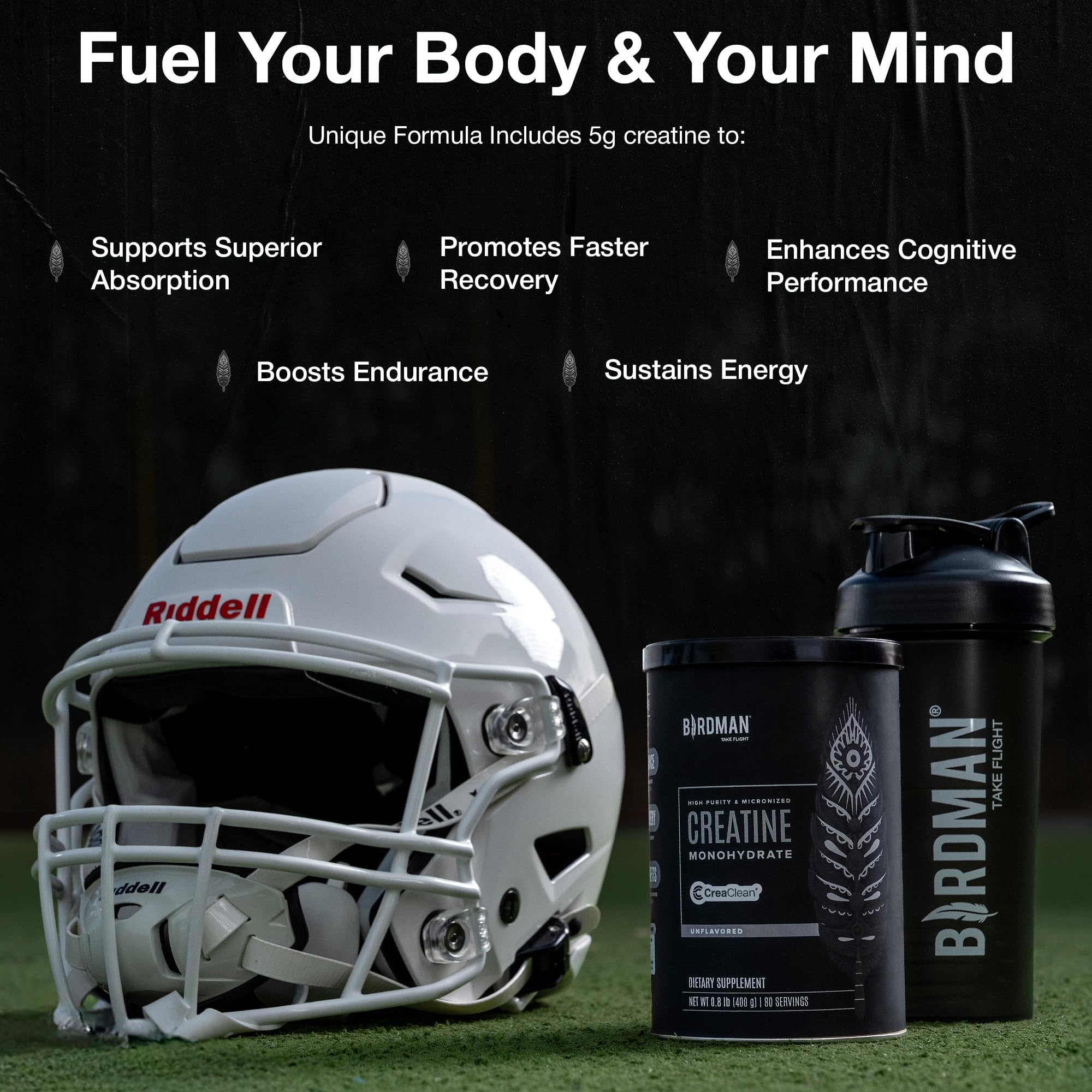 BIRDMAN Micronized Creatine Monohydrate Powder, Muscle Recovery, Caffeine Free, Creatine Pre Workout, Vegan, Post Workout, Gluten Free, Sugar Free | 200 Servings (5 Grams Each) | 2.2lb.