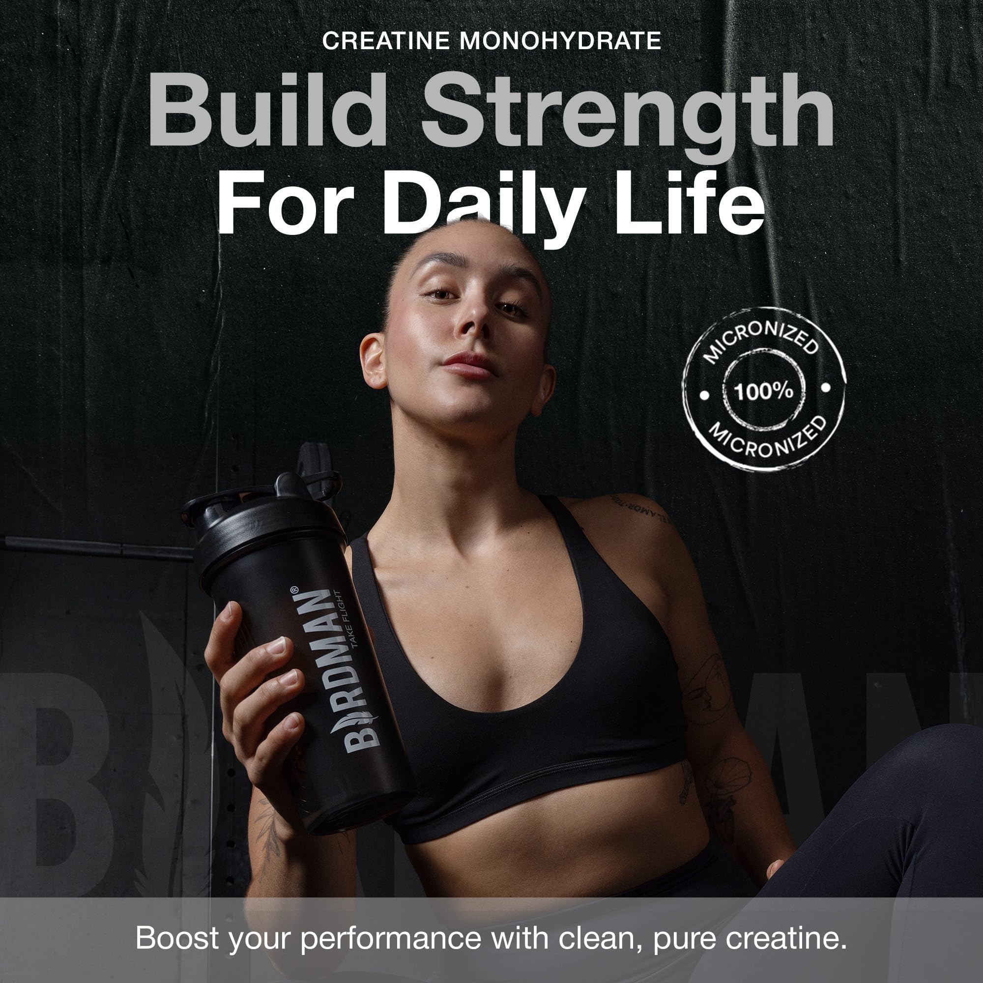 BIRDMAN Micronized Creatine Monohydrate Powder, Muscle Recovery, Caffeine Free, Creatine Pre Workout, Vegan, Post Workout, Gluten Free, Sugar Free | 200 Servings (5 Grams Each) | 2.2lb.