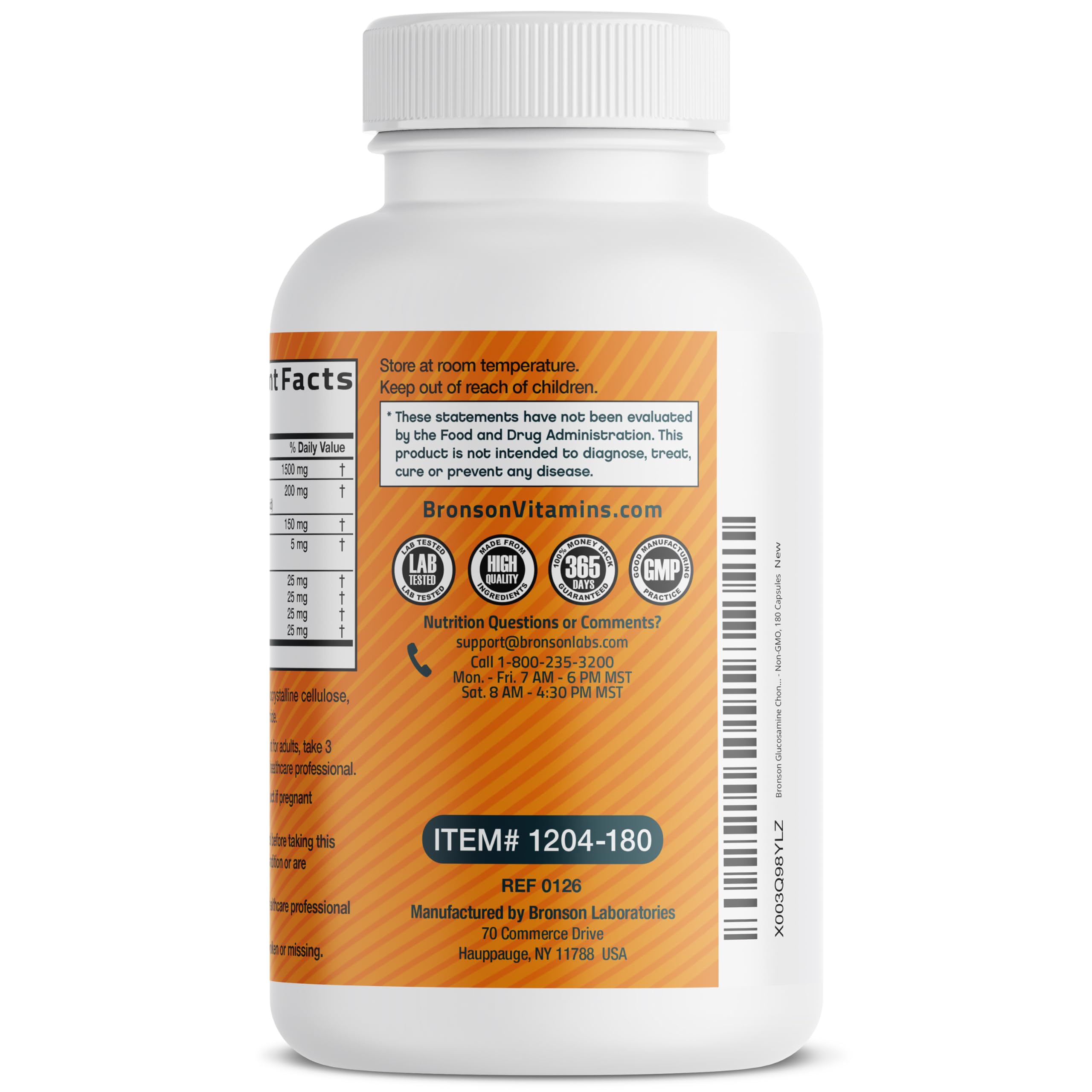 Bronson Glucosamine Chondroitin Turmeric & MSM Advanced Joint & Cartilage Formula, Supports Healthy Joints, Mobility & Cartilage - Non-GMO, 180 Capsules