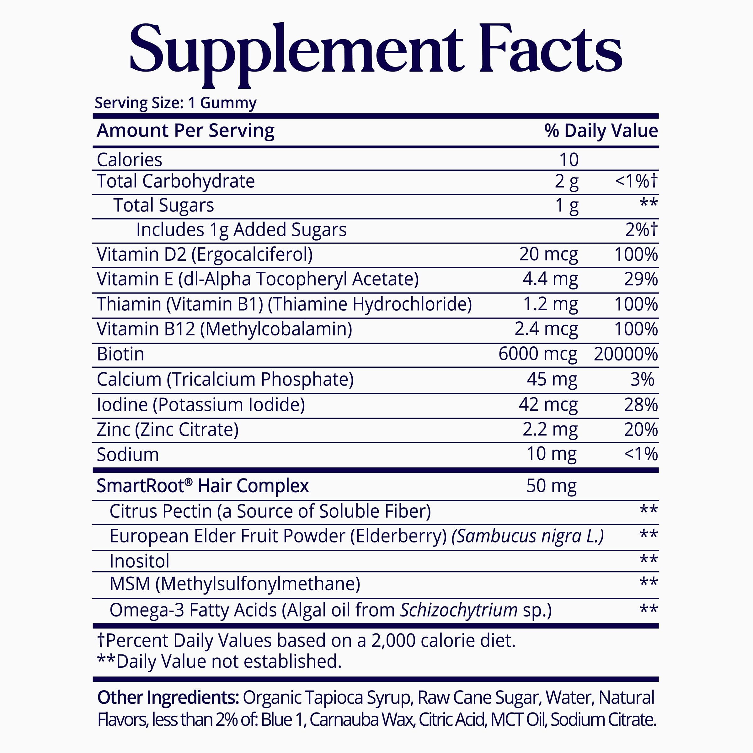 Sugarbear Hair Vitamin Gummy 2 Month Supply Extra Strength Biotin 6000mcg, Growth for Men & Women, Vegan Vitamin B12, MSM, Inositol, Omega 3, Elderberry, Certified Kosher, Halal, Cruelty-Free