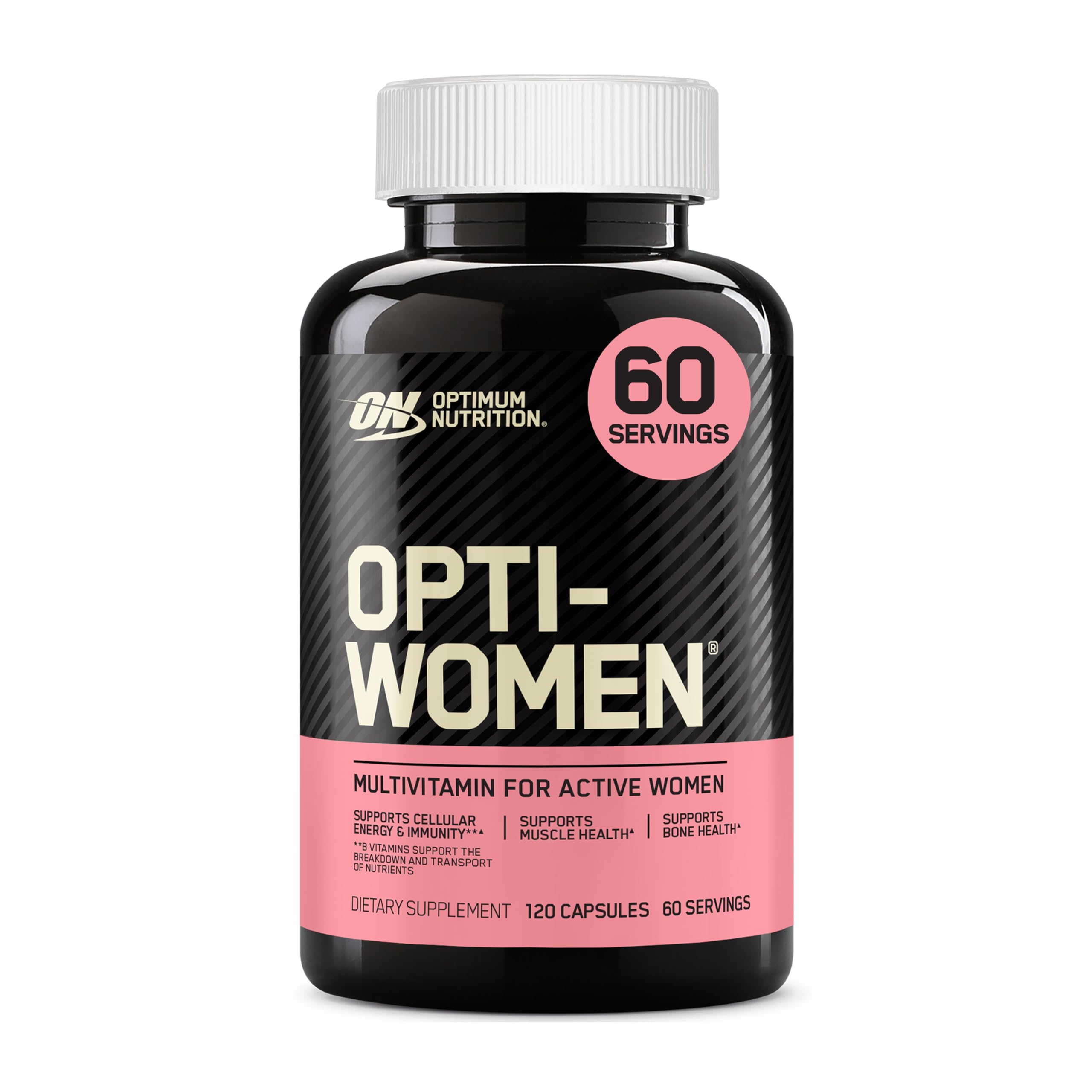 Optimum Nutrition Opti-Women, Vitamin C, Zinc and Vitamin D for Immune Support Womens Daily Multivitamin Supplement with Iron, Capsules, 120 Count