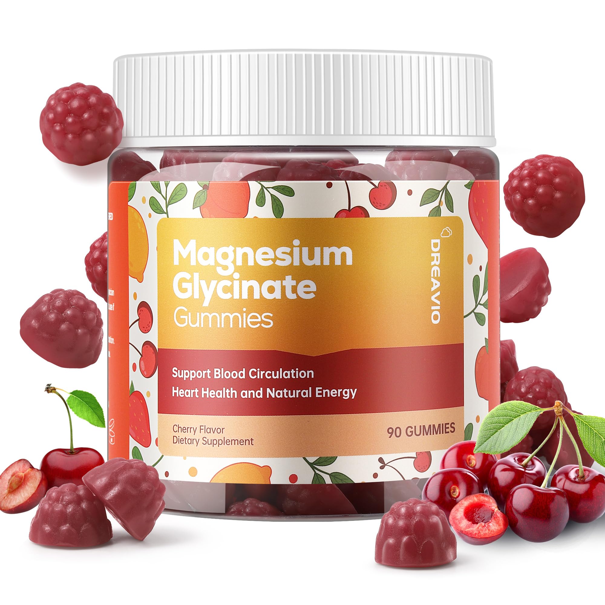 DREAVIO 90 Count Magnesium Glycinate Gummies 400mg w/Ashwagandha Supplement - Sugar Free Zinc Magnesium Glycinate Supplement Ashwagandha Gummies for Adults