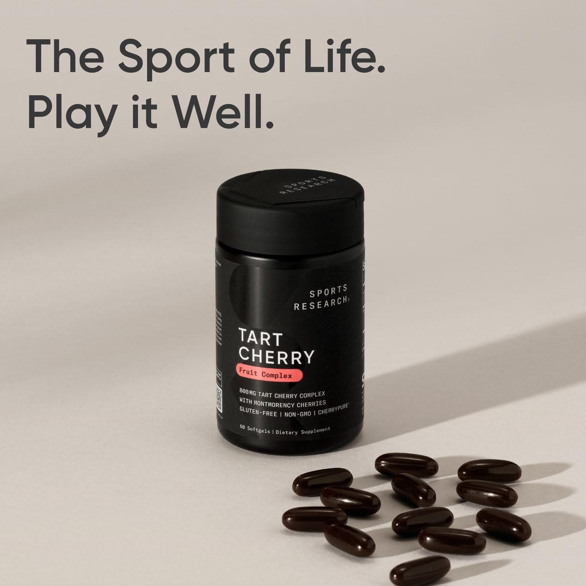 Sports Research Tart Cherry Capsules - Made from Montmorency Tart Cherries - Non-GMO & Gluten Free - 60 Liquid Softgels