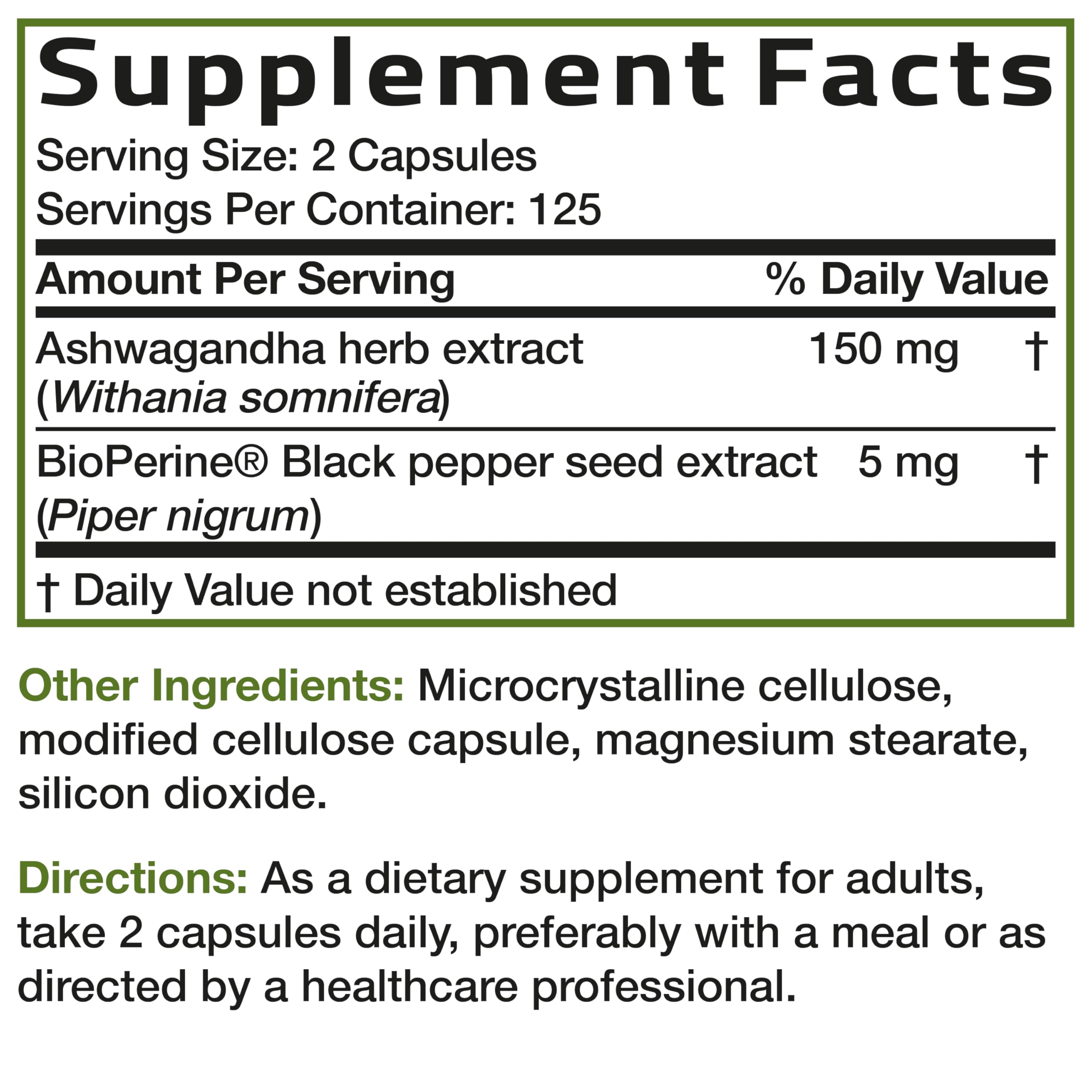 Bronson Ashwagandha Extra Strength Stress & Mood Support with BioPerine - Non GMO Formula, 250 Vegetarian Capsules