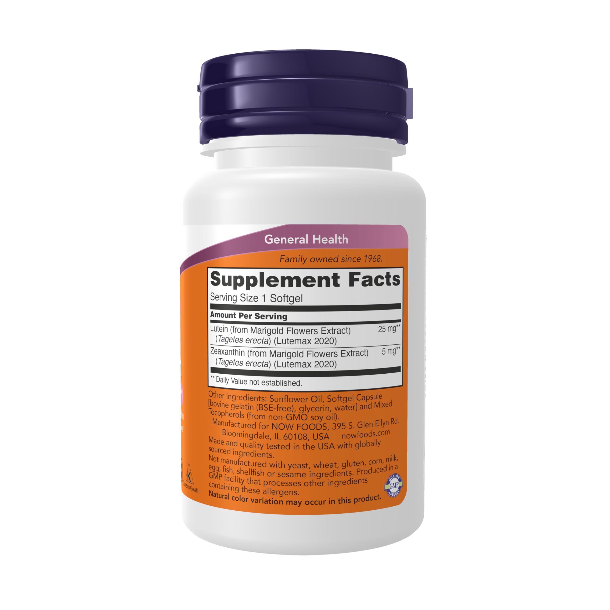 NOW Foods Supplements, Lutein & Zeaxanthin with 25 mg Lutein and 5 mg Zeaxanthin, 60 Softgels