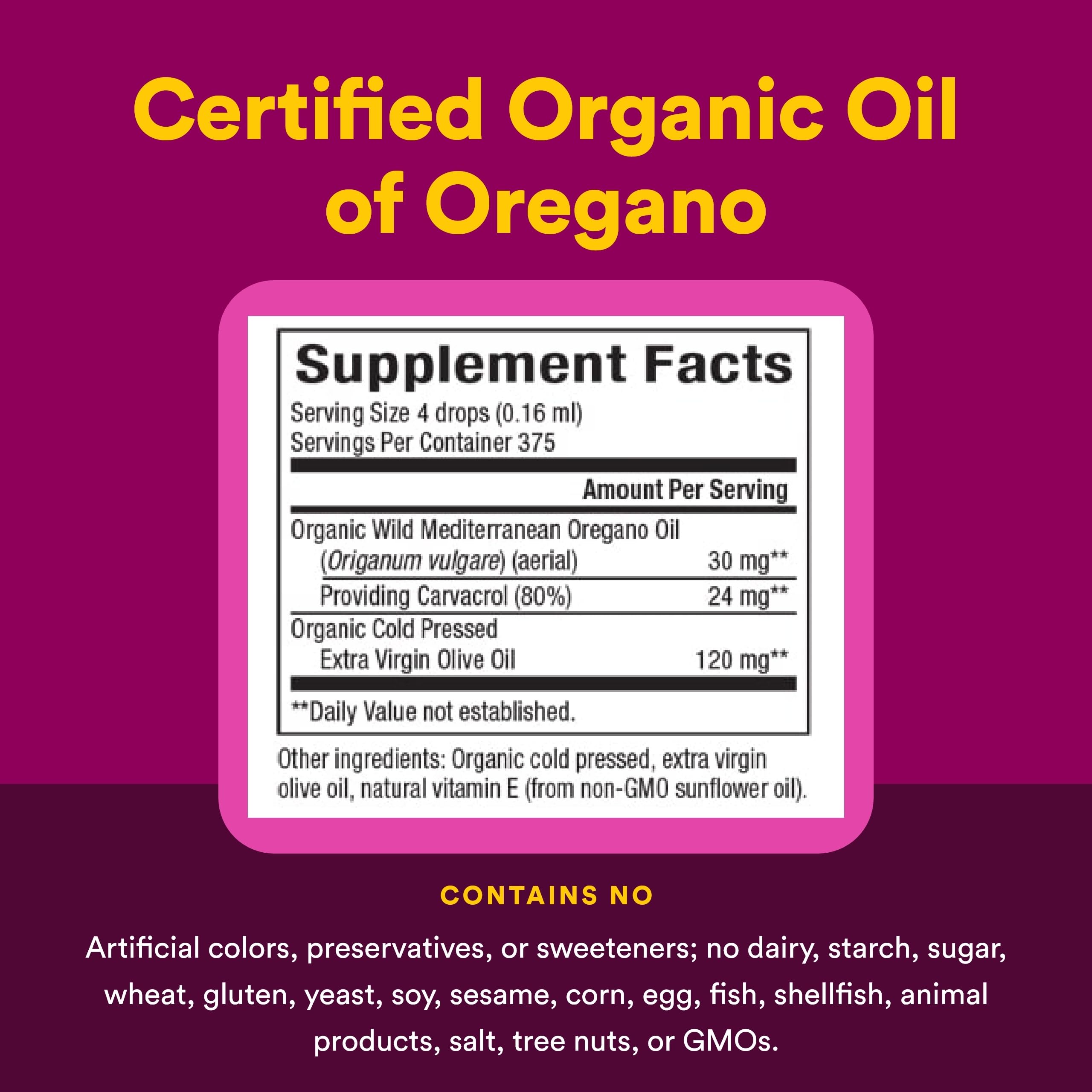 Natural Factors Oil of Oregano - Liquid Antioxidant Support Supplement for Immune Support - Easy Swallow Health Supplement with Non-GMO & Gluten-Free Formula - 2 fl oz (375 Servings)