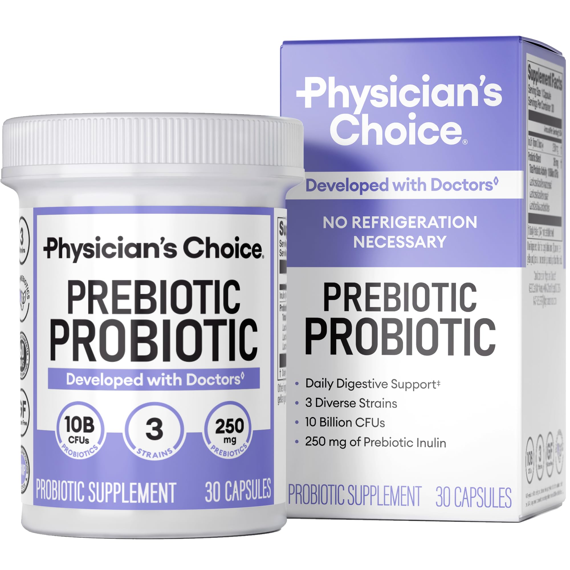 Physician's CHOICE Prebiotic-Probiotic - Multi-Strain Probiotics & Synergistic Prebiotics -Designed for Digestive Health, Supporting Gut Microbiome - Powerful PrePro for Gut Health - for Women & Men