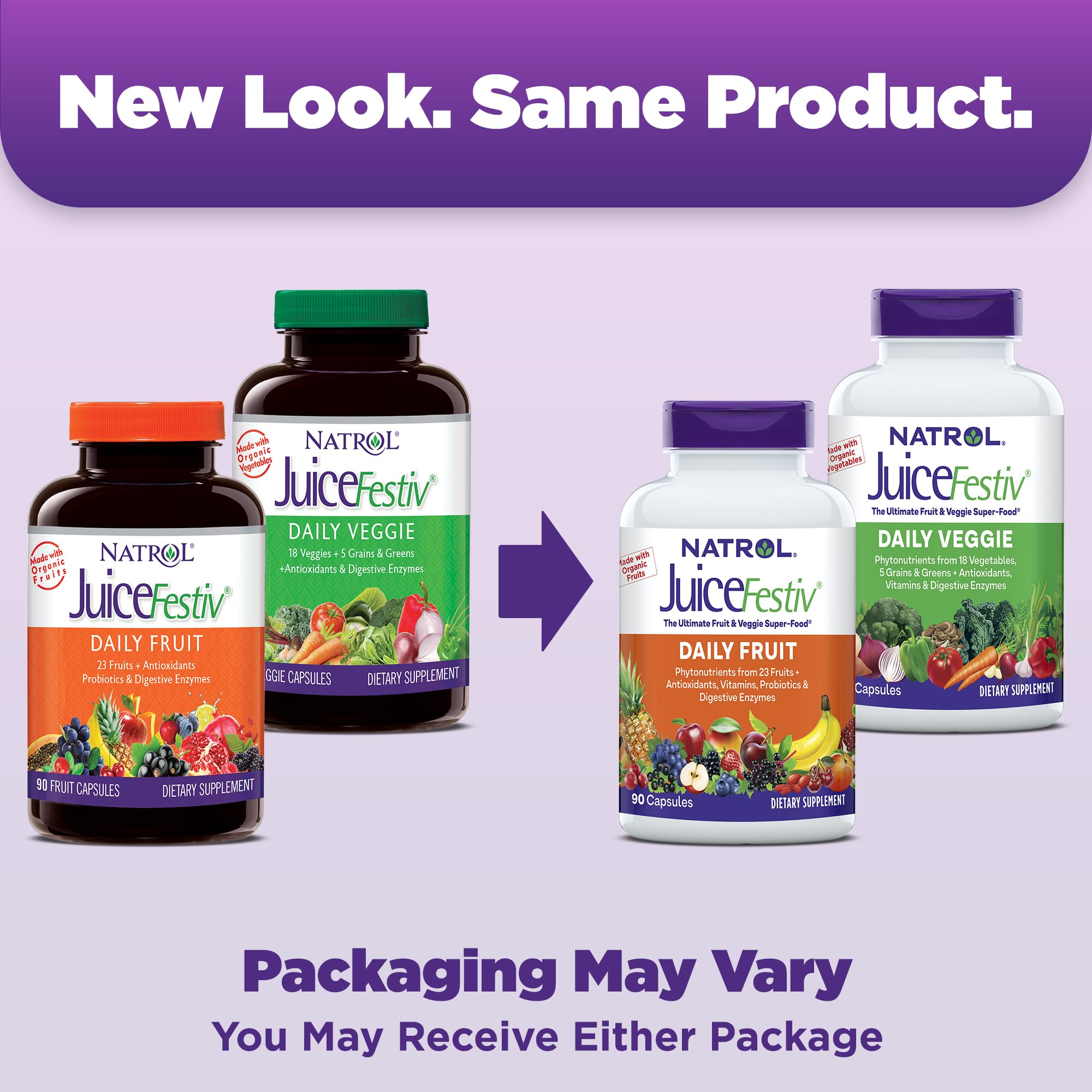 Natrol JuiceFestiv, Vitamins and Supplements for Nutrition & Well-Being, Antioxidants for Cellular Health, 90 Capsules (2-Count), Up to a 45 Day Supply