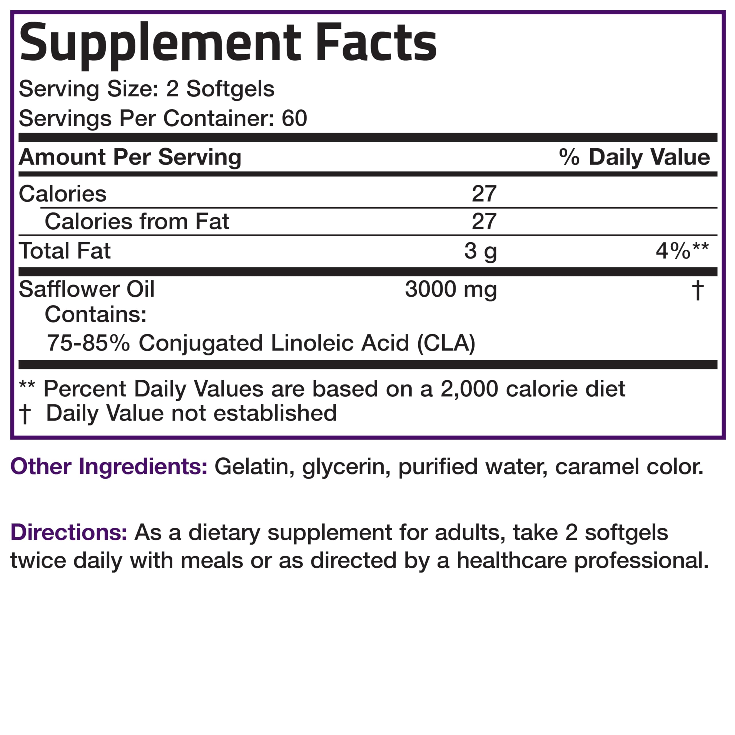 Bronson CLA 3000 Extra High Potency Supports Healthy Weight Management Lean Muscle Mass Non-Stimulating Conjugated Linoleic Acid 120 Softgels