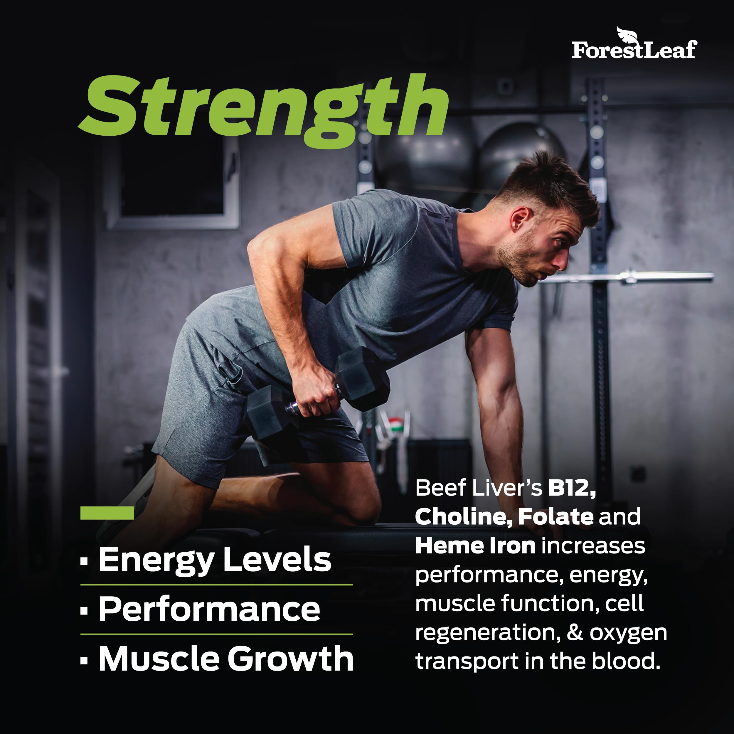 ForestLeaf Grass Fed Beef Liver Capsules, 3000mg Per Serving, Supports Immunity & Body Wellness, Cleansing, Digestion, Natural Iron, Vitamin A and B12, Freeze Dried Beef Liver Supplement, 180 Caps