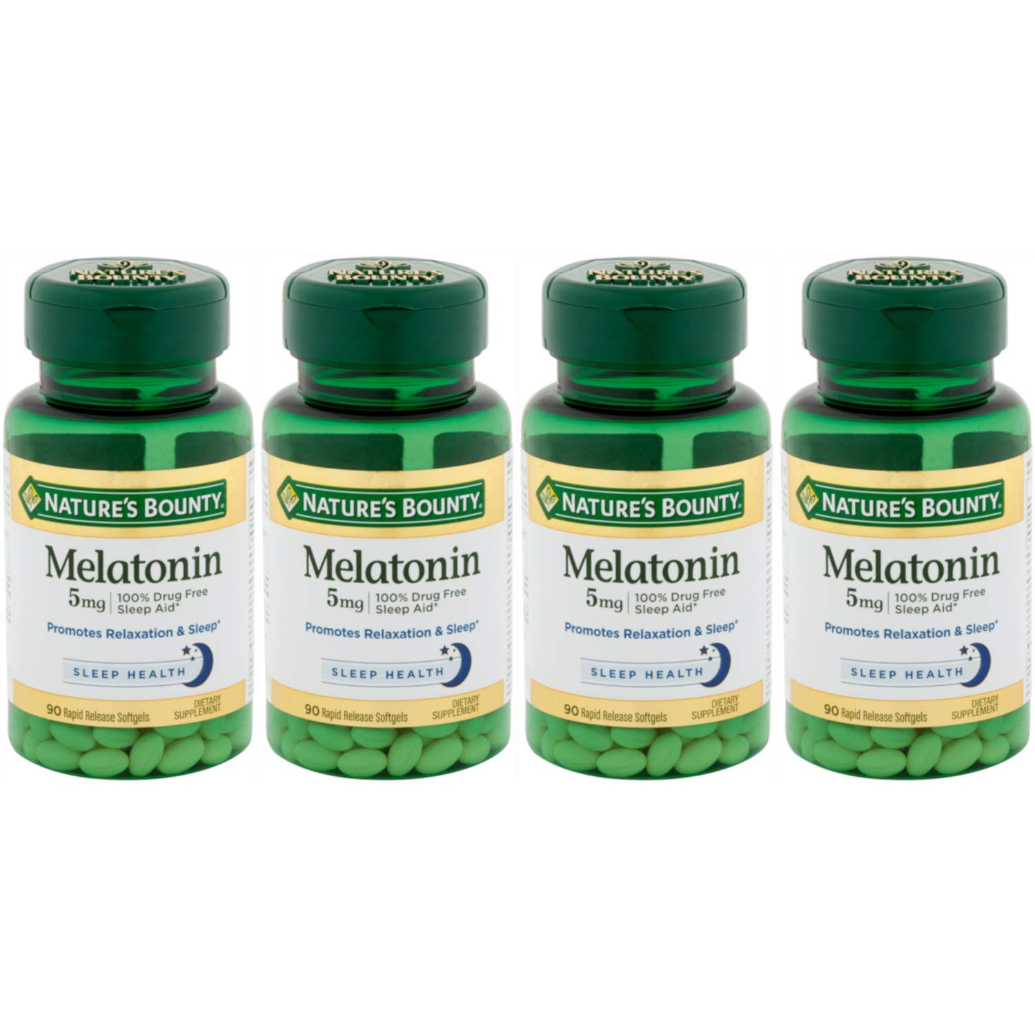 Nature's Bounty Super Strength Melatonin 5 mg Softgels 90 ea (Pack of 4)