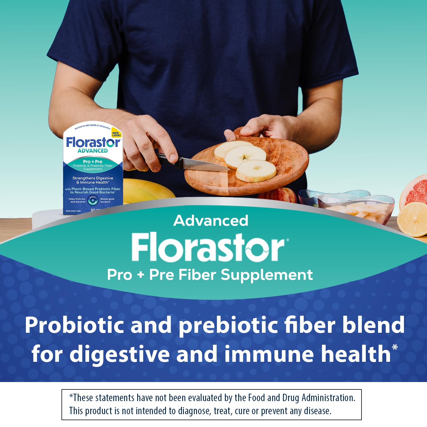 Florastor Select Pro+Pre Daily Probiotic and Prebiotic Supplement for Women and Men, Boosts Good Bacteria, Saccharomyces Boulardii CNCM I-745 (30 Capsules) (Pack of 1)