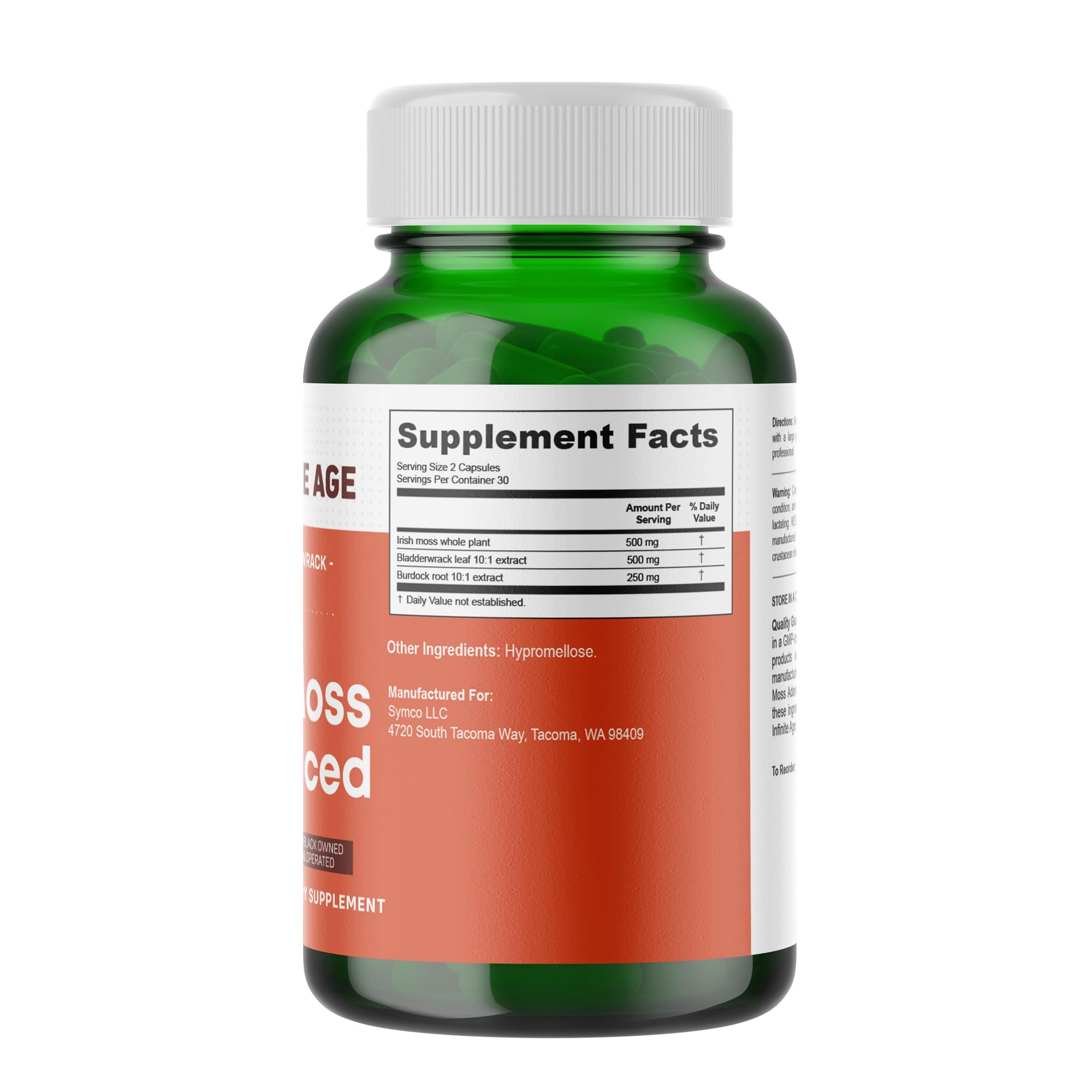 INFINITE AGE 2 Pack of 1250mg Sea Moss Advanced Superfood Capsules, 120 Count - High-Potency, Vegan, Made in The USA - Irish Seamoss, Bladderwrack, Burdock Root - Overall Health, Immunity Support