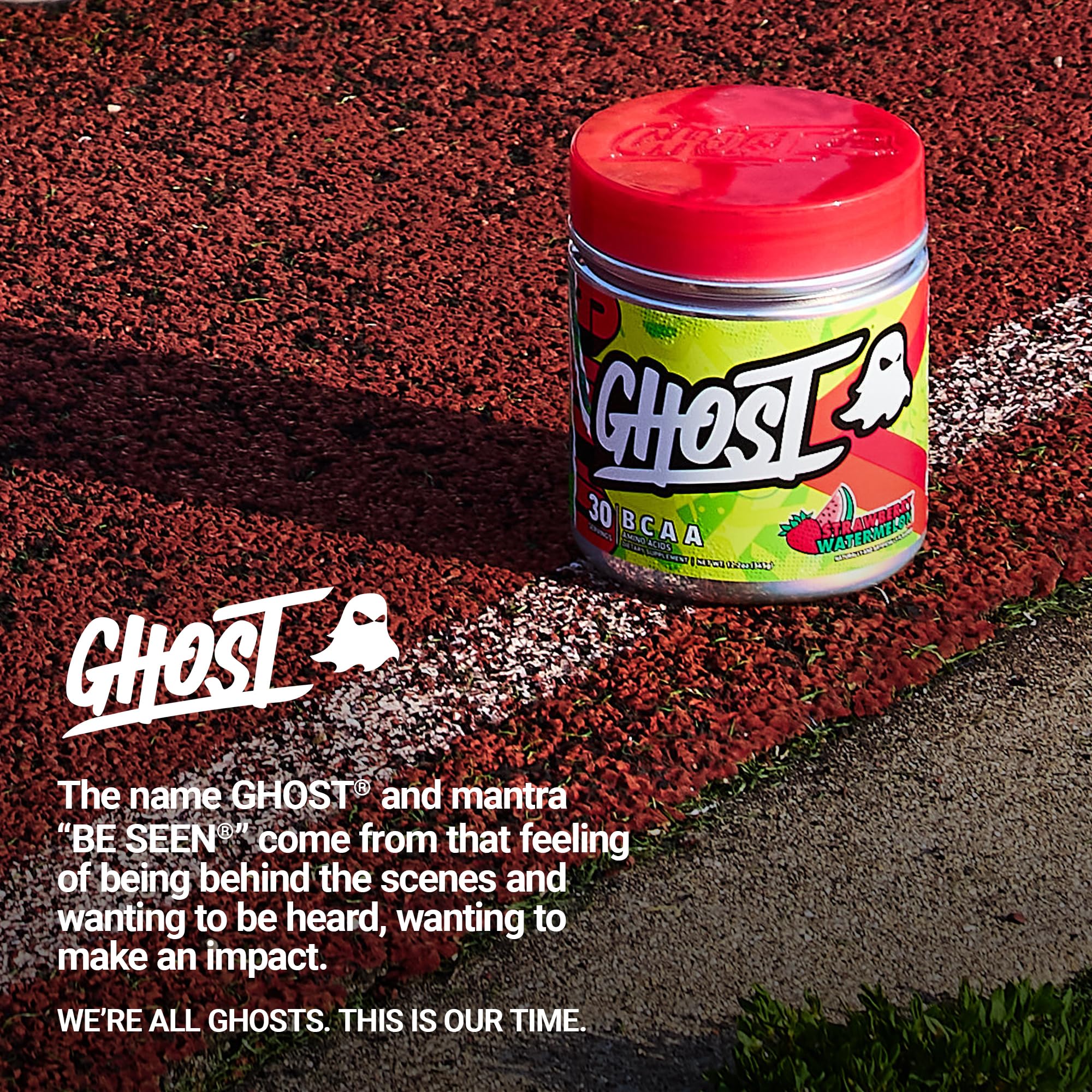 GHOST BCAA Powder Amino Acids Supplement, Strawberry Watermelon - 30 Servings - Sugar-Free Intra, Post & Pre Workout Amino Powder & Recovery Drink, 7G BCAA