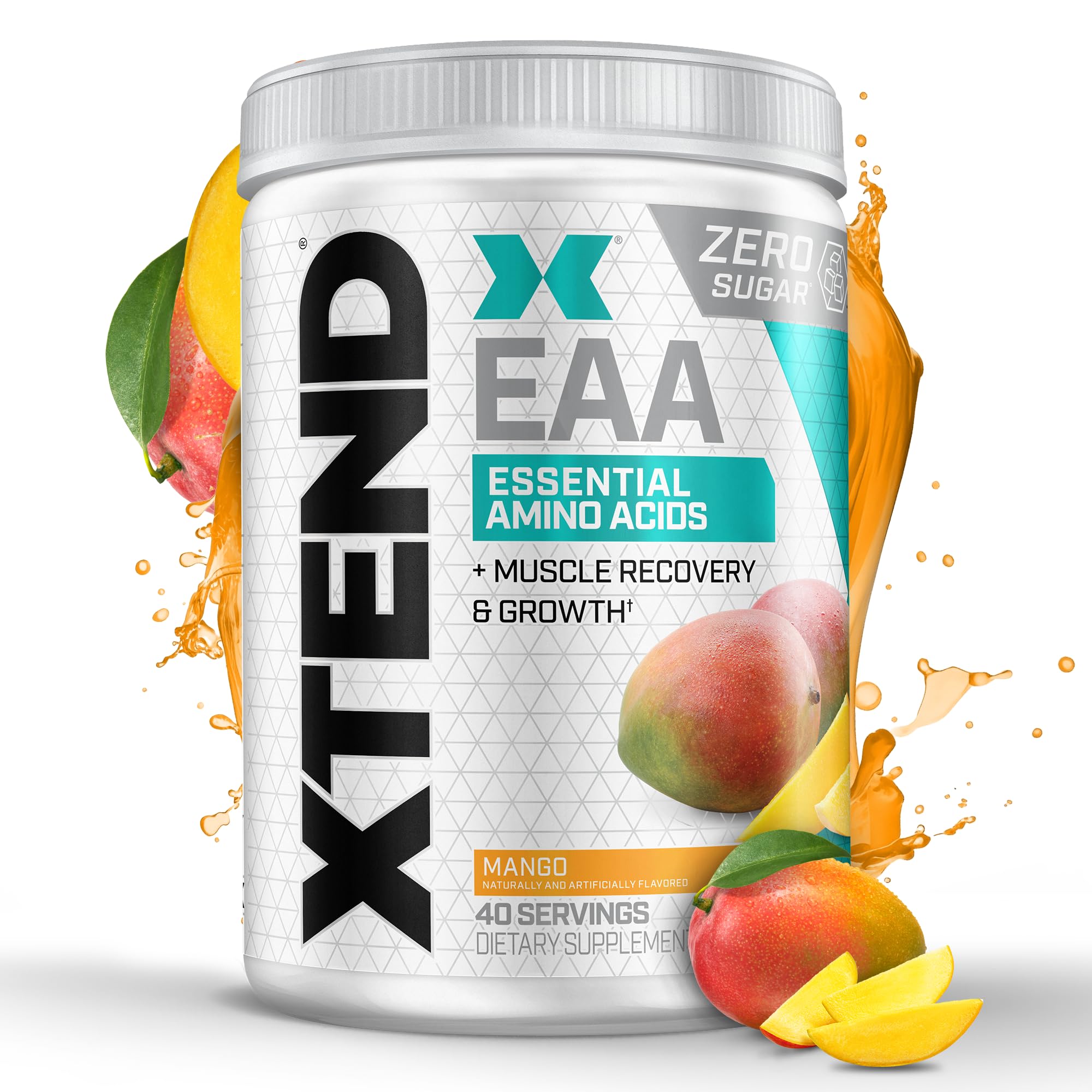 Xtend Scivation EAA + BCAA Powder | Muscle Recovery & Lean Muscle Growth | 9 Essential Amino Acids for Intra Workout or Post Workout Recovery | 10g EAAs Per 2 Servings | Mango 40 Servings
