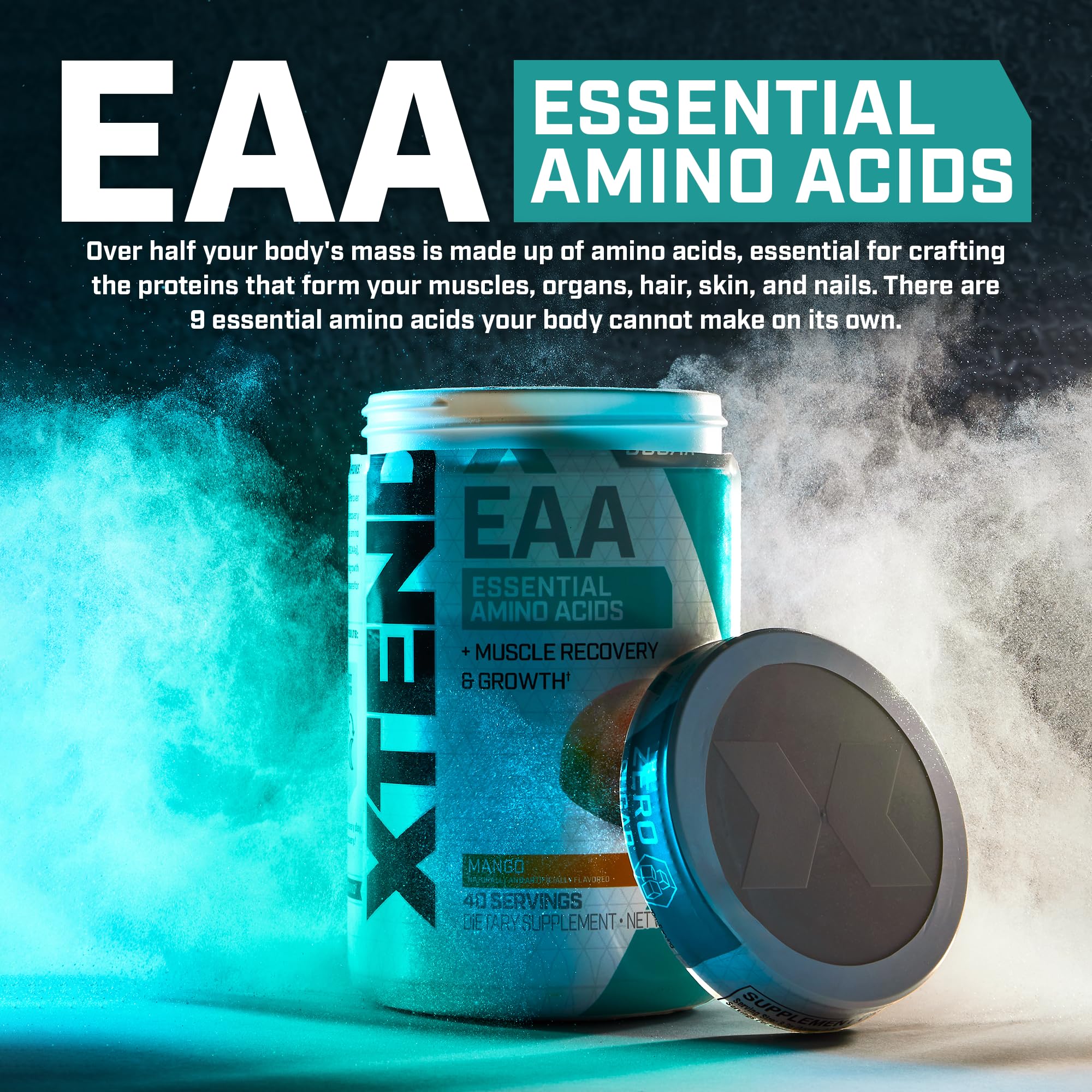 Xtend Scivation EAA + BCAA Powder | Muscle Recovery & Lean Muscle Growth | 9 Essential Amino Acids for Intra Workout or Post Workout Recovery | 10g EAAs Per 2 Servings | Mango 40 Servings