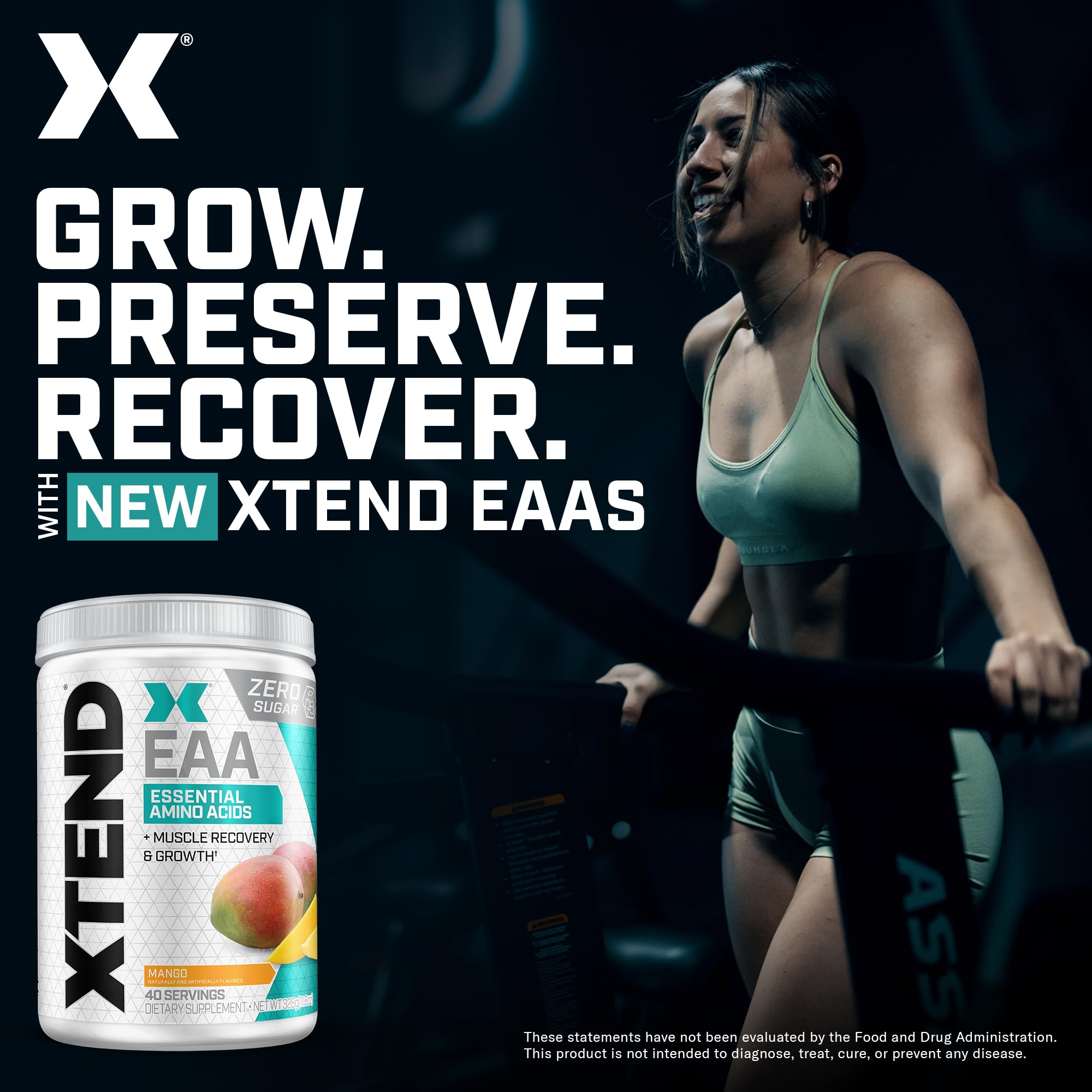 Xtend Scivation EAA + BCAA Powder | Muscle Recovery & Lean Muscle Growth | 9 Essential Amino Acids for Intra Workout or Post Workout Recovery | 10g EAAs Per 2 Servings | Mango 40 Servings