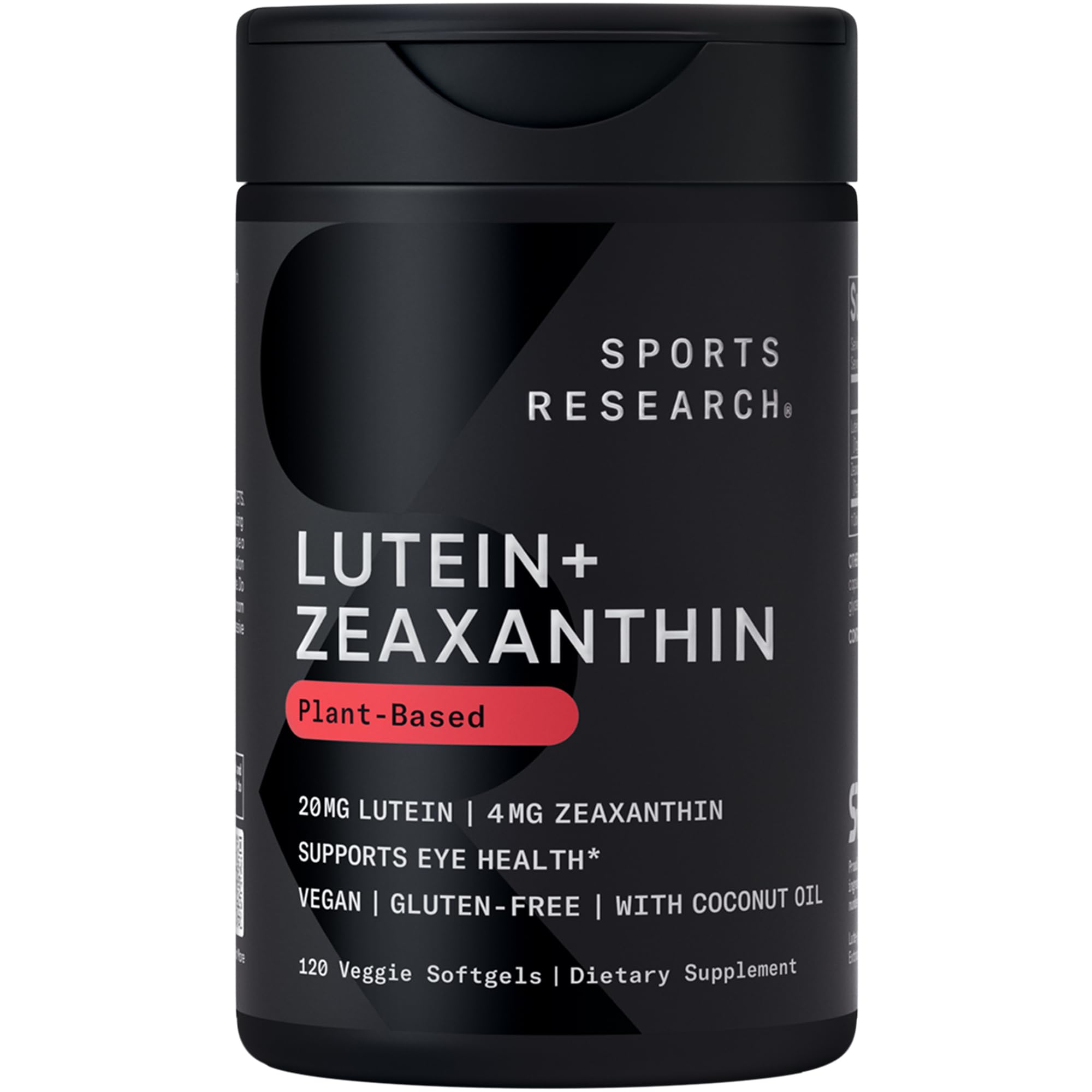 Sports Research® Lutein and Zeaxanthin Capsules - Eye Health Support Supplement Made with Lute-Gen® and Organic Coconut Oil - Vegan Friendly & Non-GMO Verified - 120 Veggie Softgels